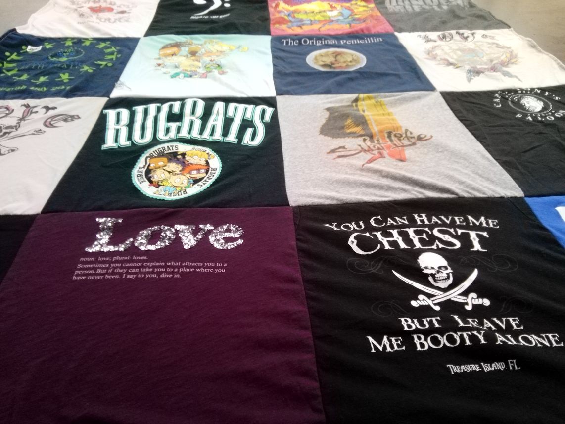 T-shirt quilt with animation, pirates themes by Karen from WI