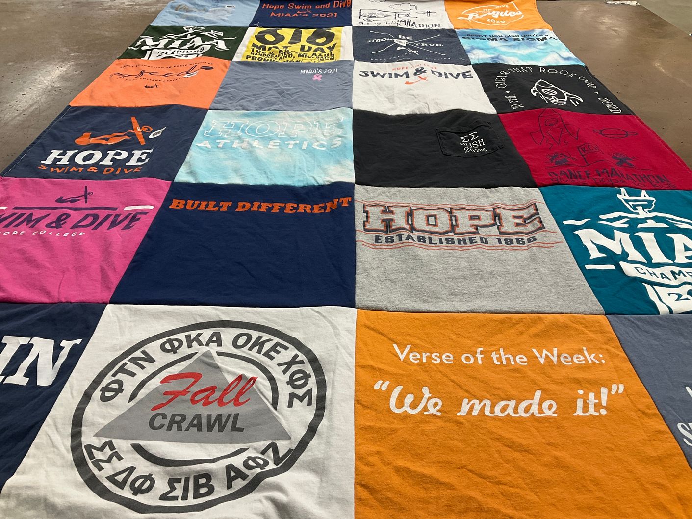 T-shirt quilt featuring hope college swimming and diving, miami university by Sydney from MI