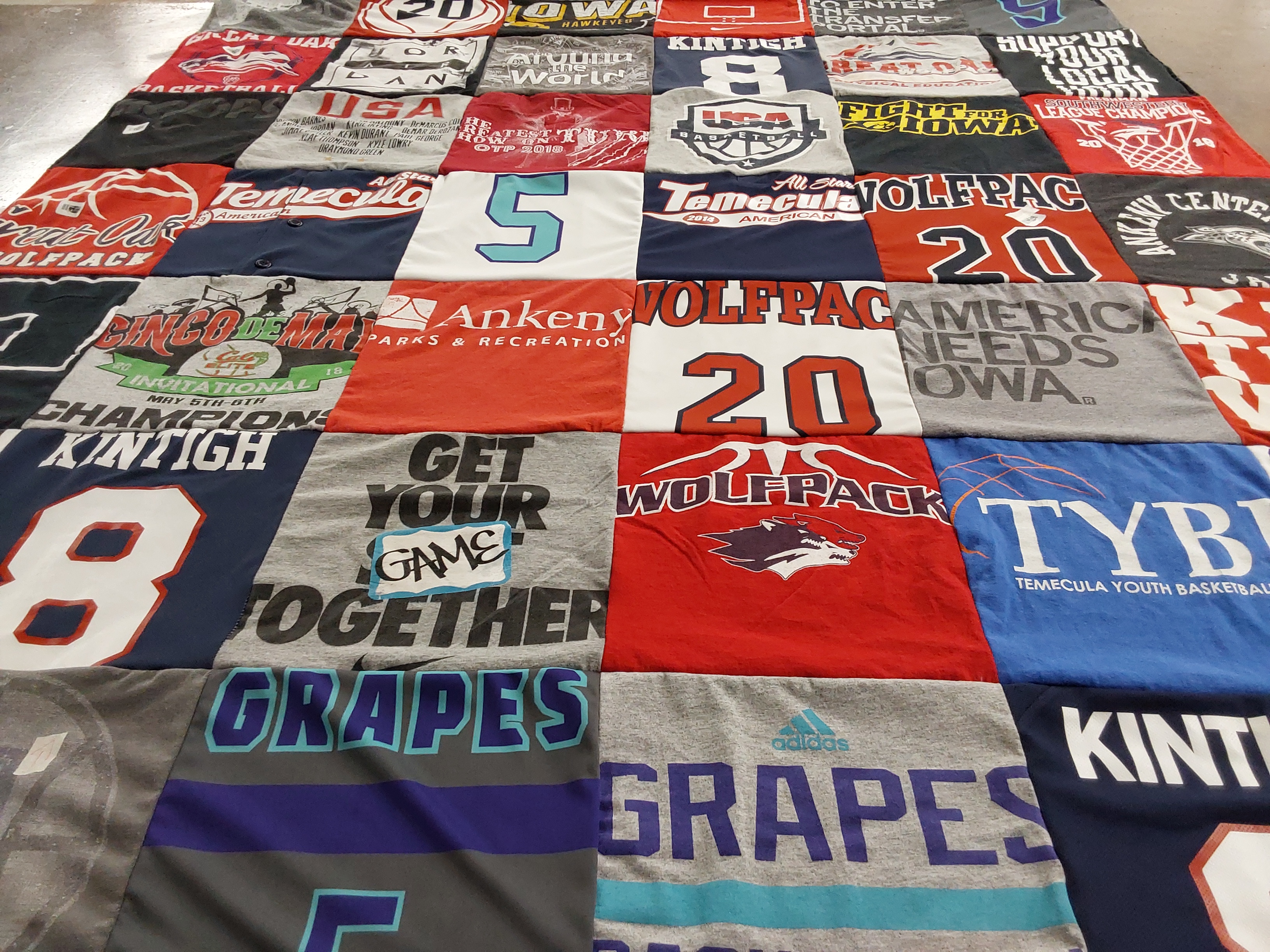 T-shirt quilt featuring wolfpack, temecula high school basketball by Amy from IA