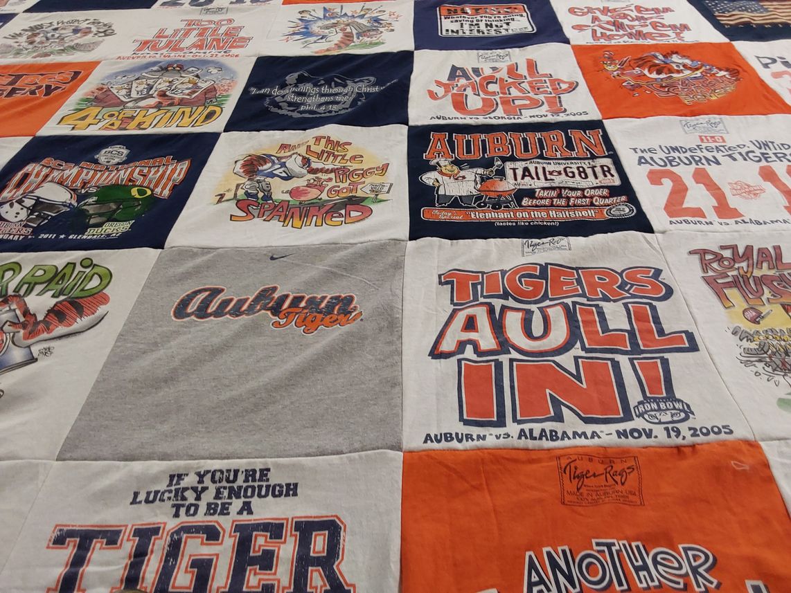 T-shirt quilt featuring auburn tigers by G; from AL