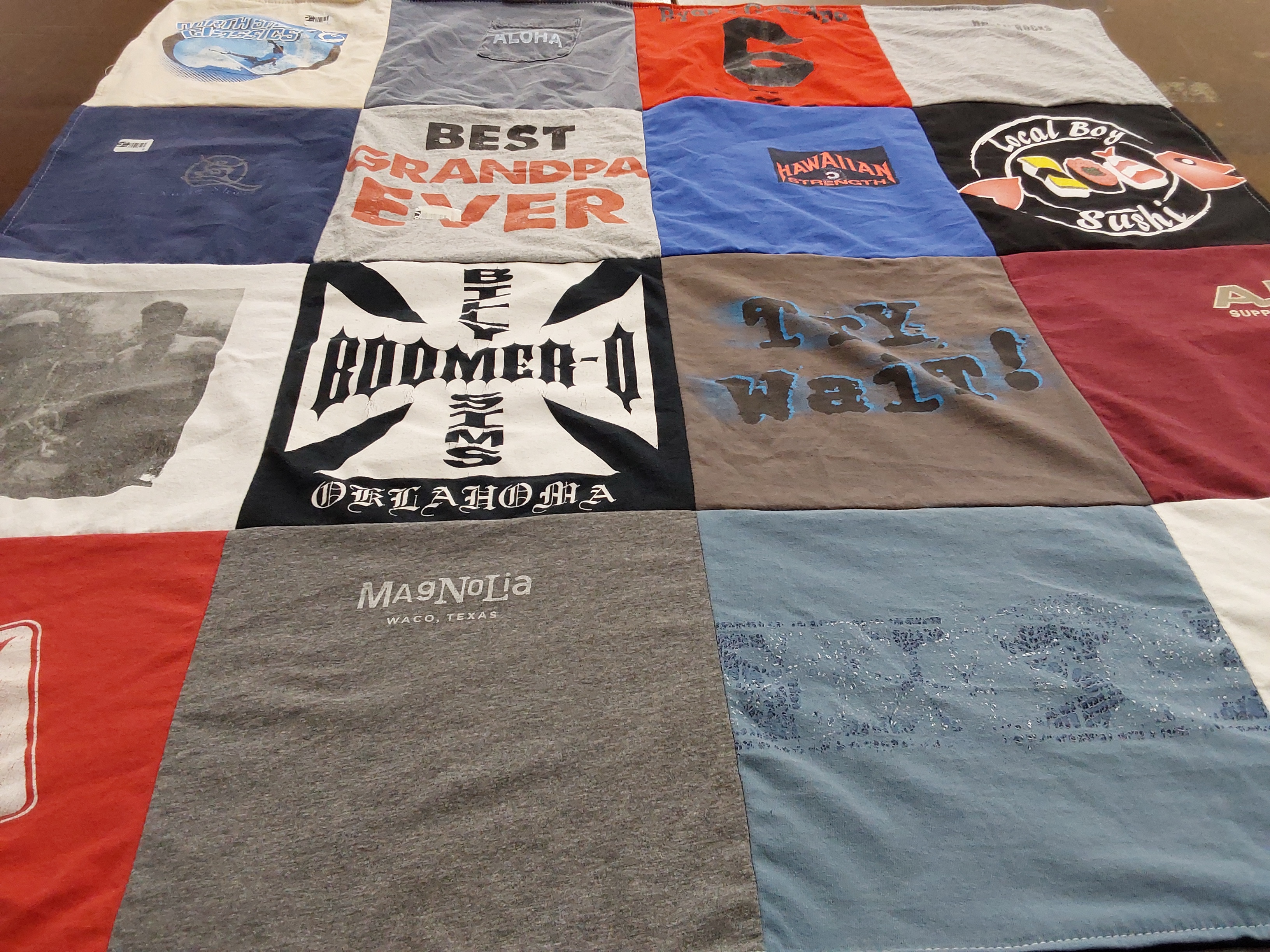 T-shirt quilt with family, food themes by Melvalynne from OK