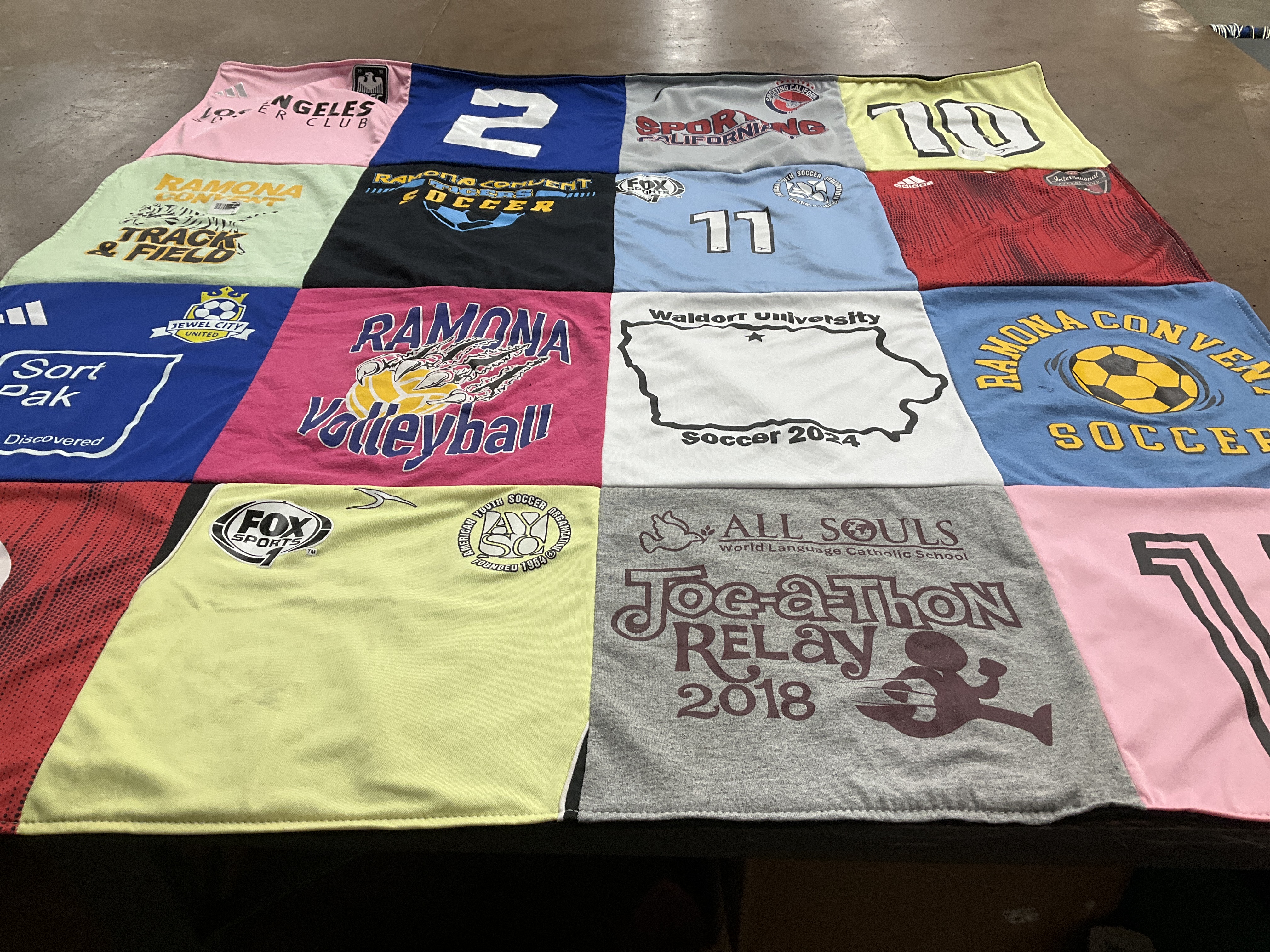 T-shirt quilt featuring soccer, volleyball by Shawn from CA