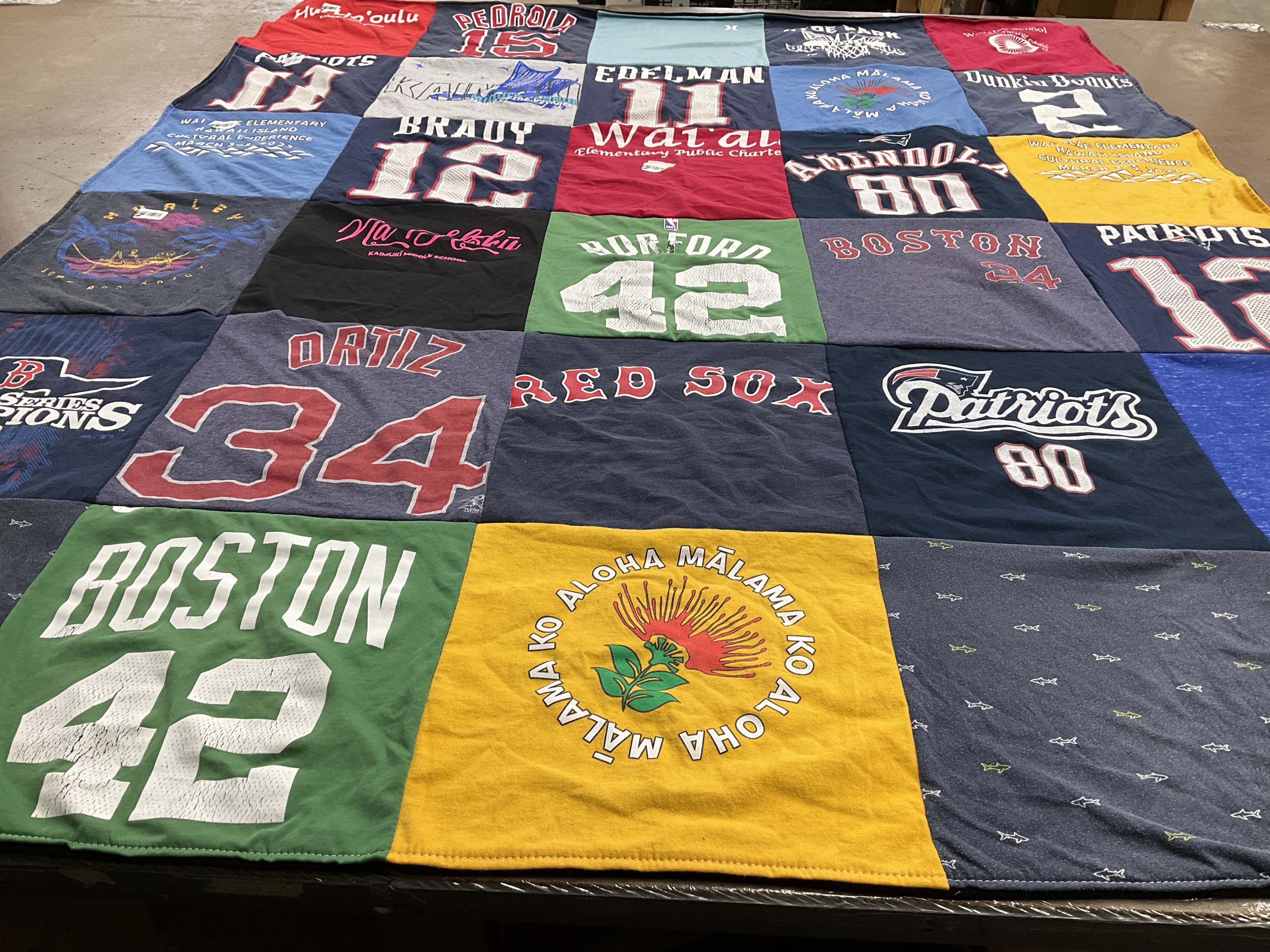 T-shirt quilt with sports, boston red sox themes by Kayla from HI