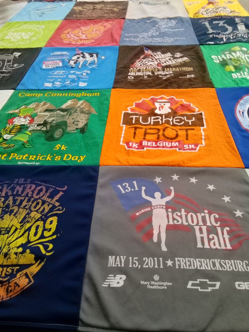 T-shirt quilt with running, marathons themes by Matthew from VA