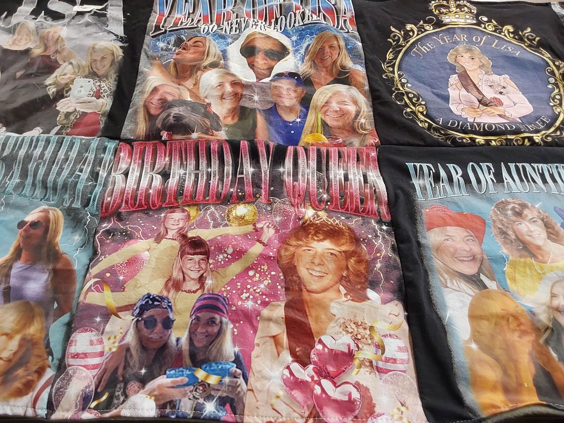 T-shirt quilt with photography, celebration themes by Lisa from FL