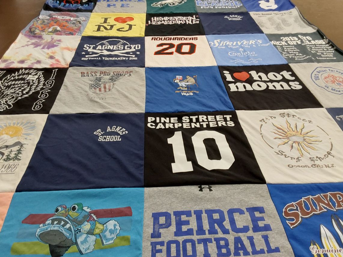 T-shirt quilt featuring peirce college football by Paige from PA