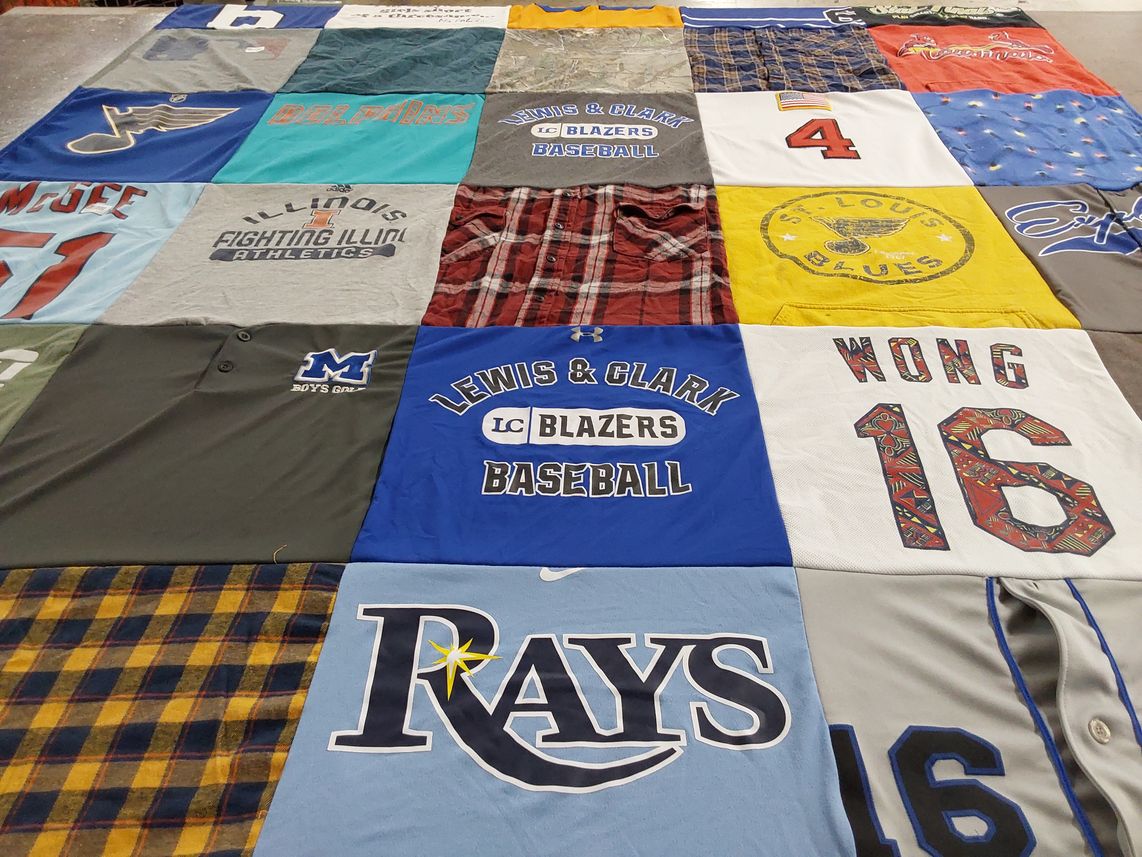 T-shirt quilt featuring st. louis blues, tampa bay rays by Tricia from IL