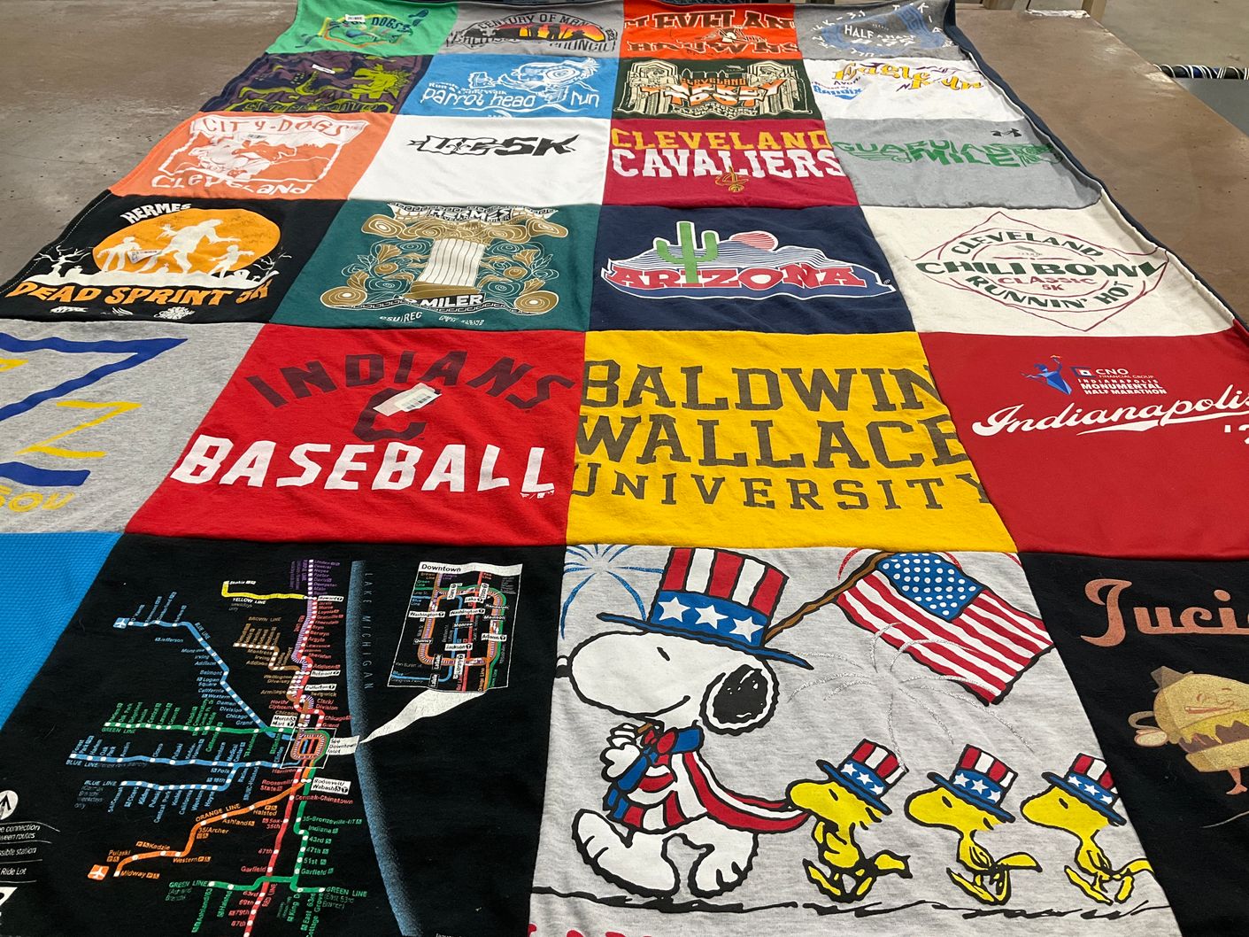 T-shirt quilt featuring cleveland indians baseball, cleveland cavaliers by Stacey from OH