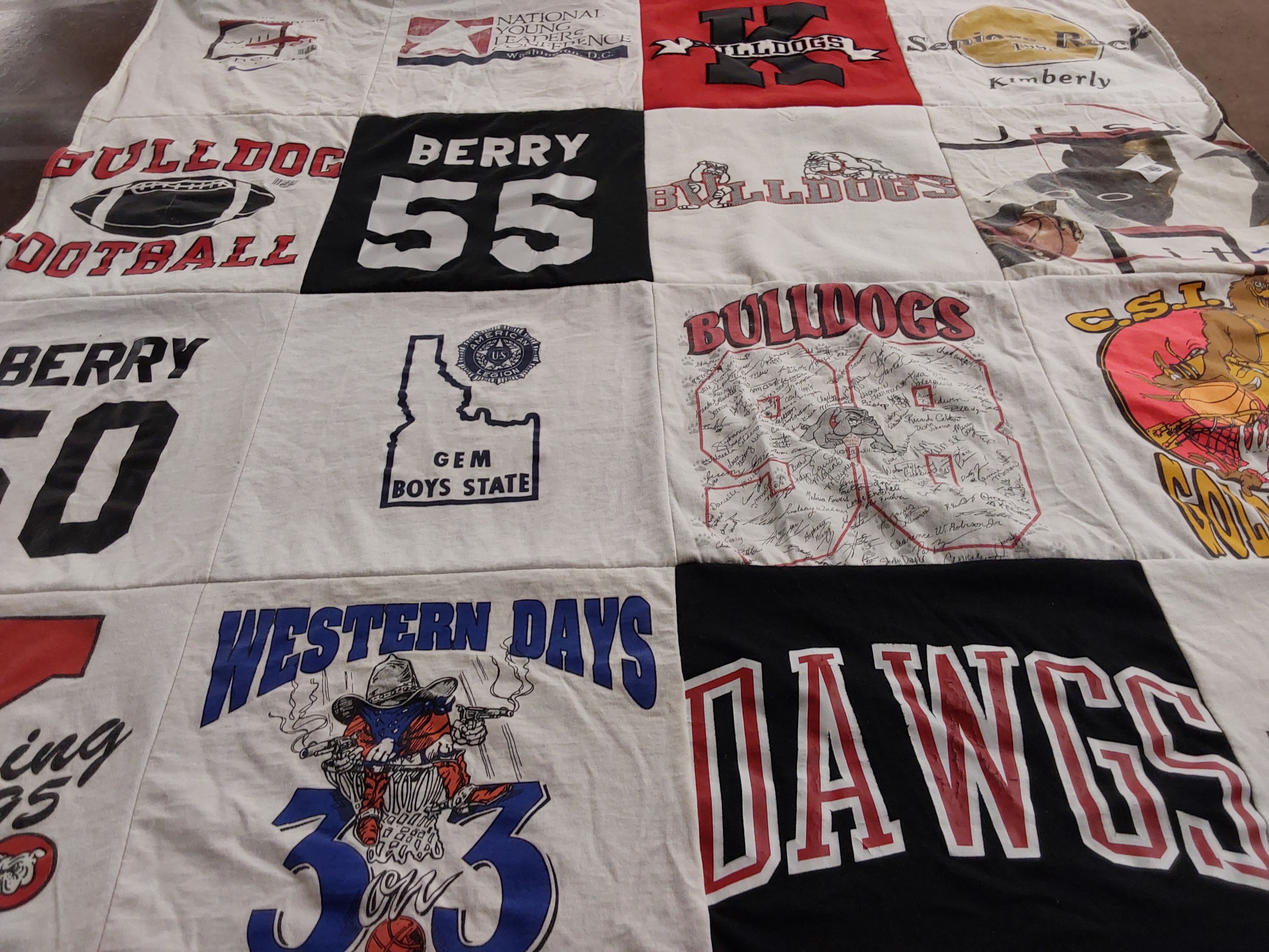 T-shirt quilt featuring bulldogs by Stephanie from WA