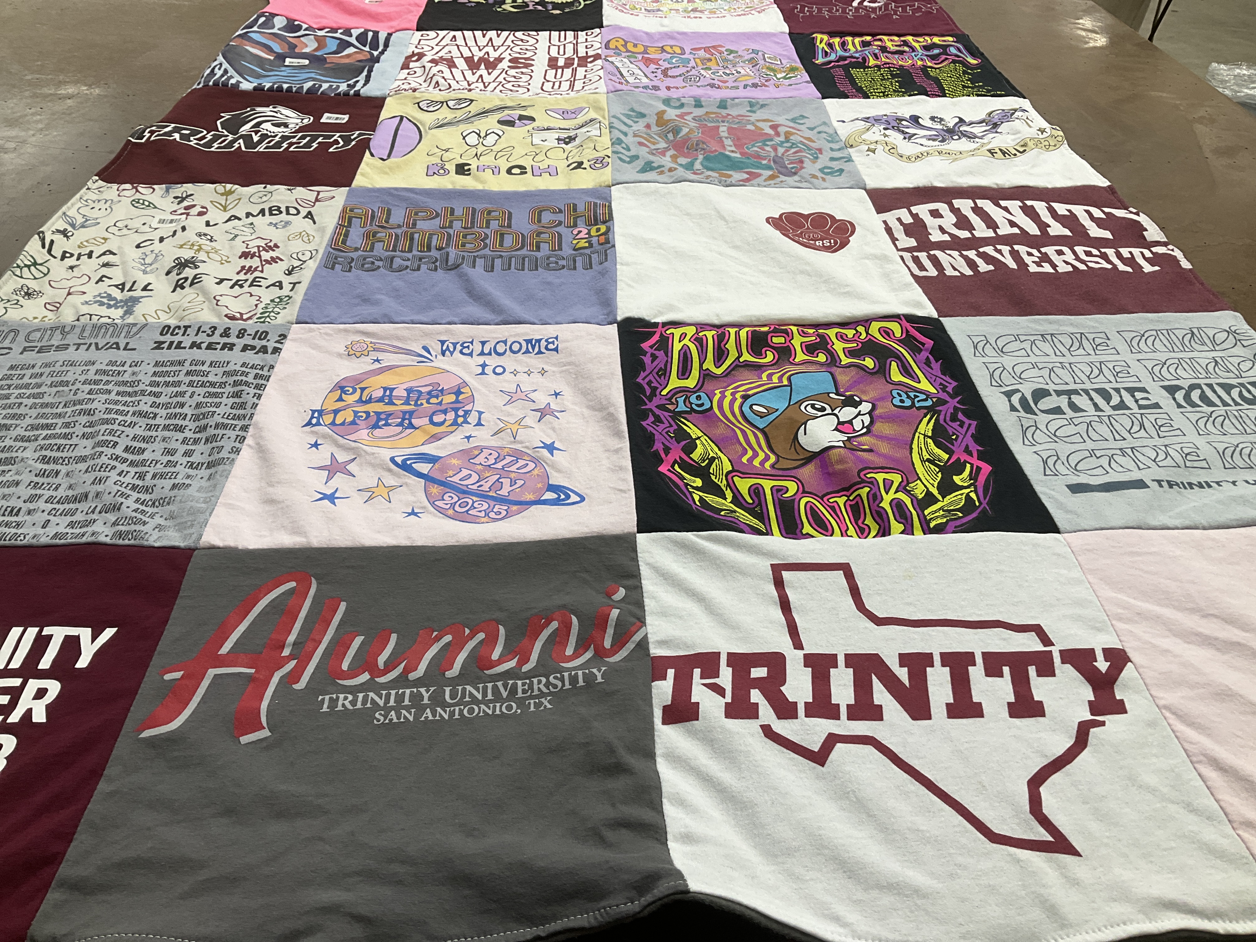 T-shirt quilt featuring trinity university by Carol from OR