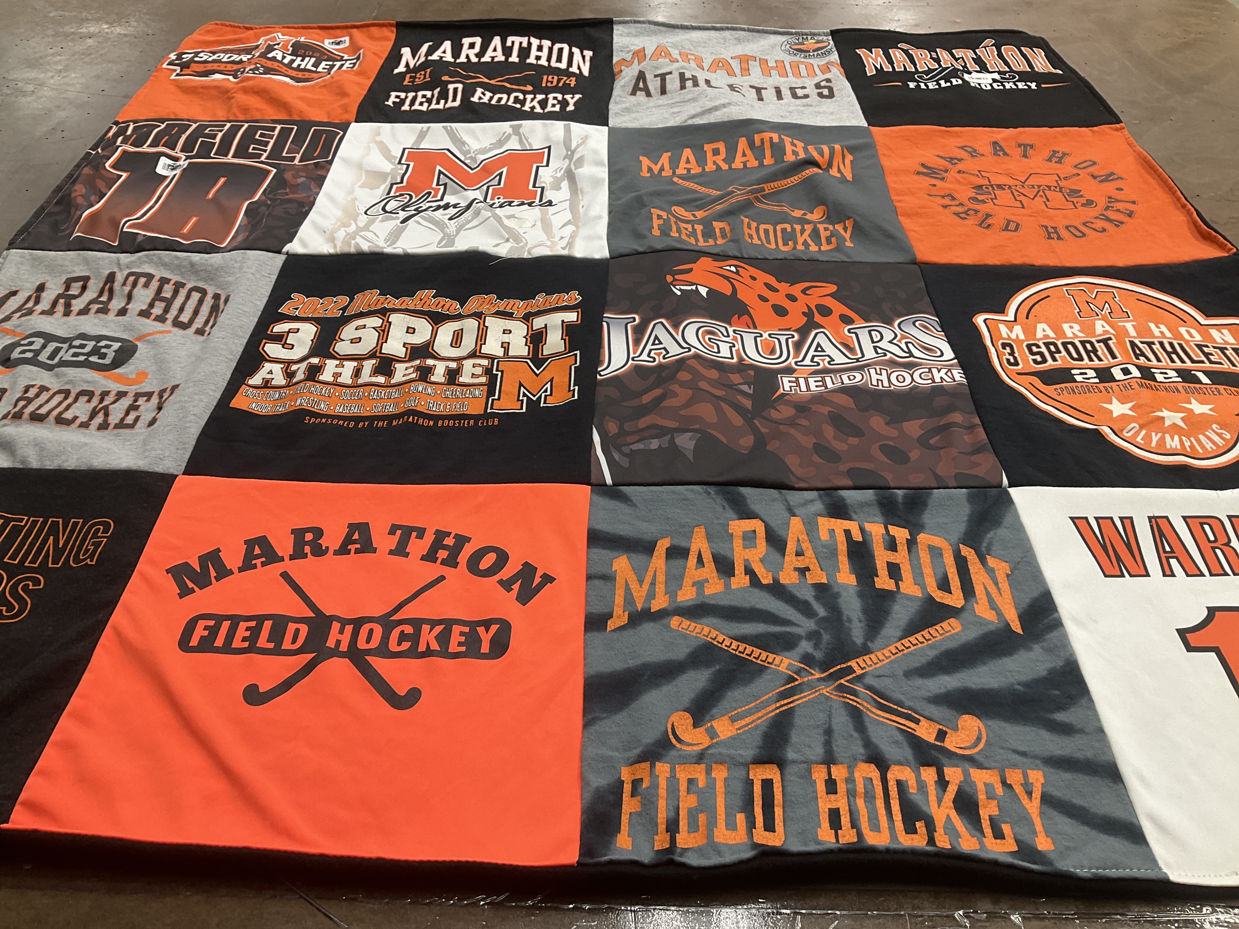 T-shirt quilt featuring marathon field hockey by Michelle from NY