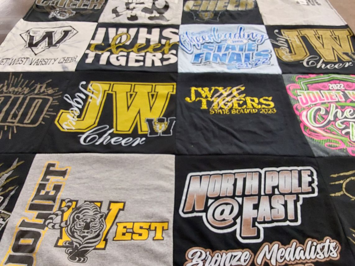 T-shirt quilt featuring joliet west tigers by Lori from IL