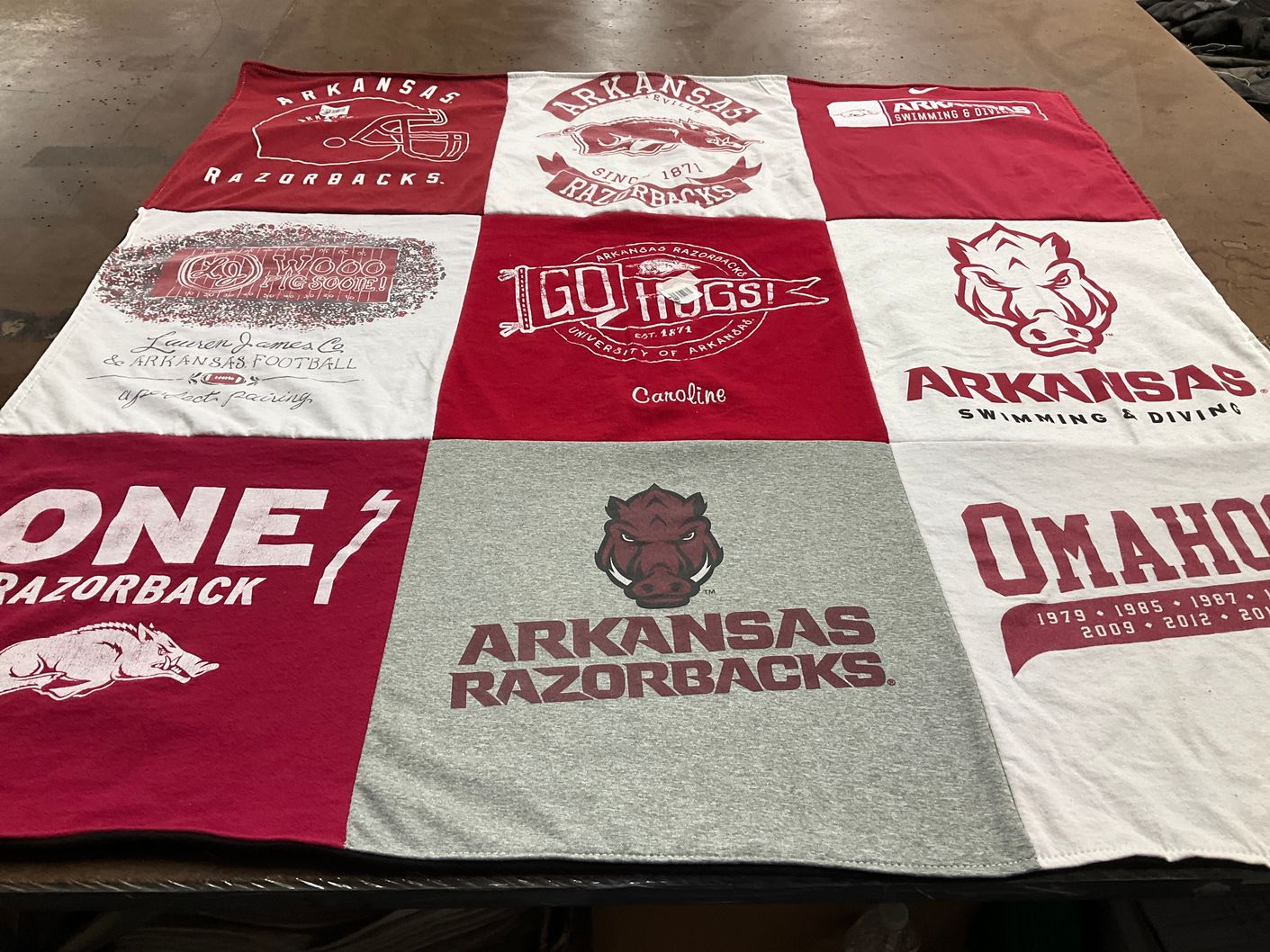 T-shirt quilt featuring arkansas razorbacks by Jackie  from MO