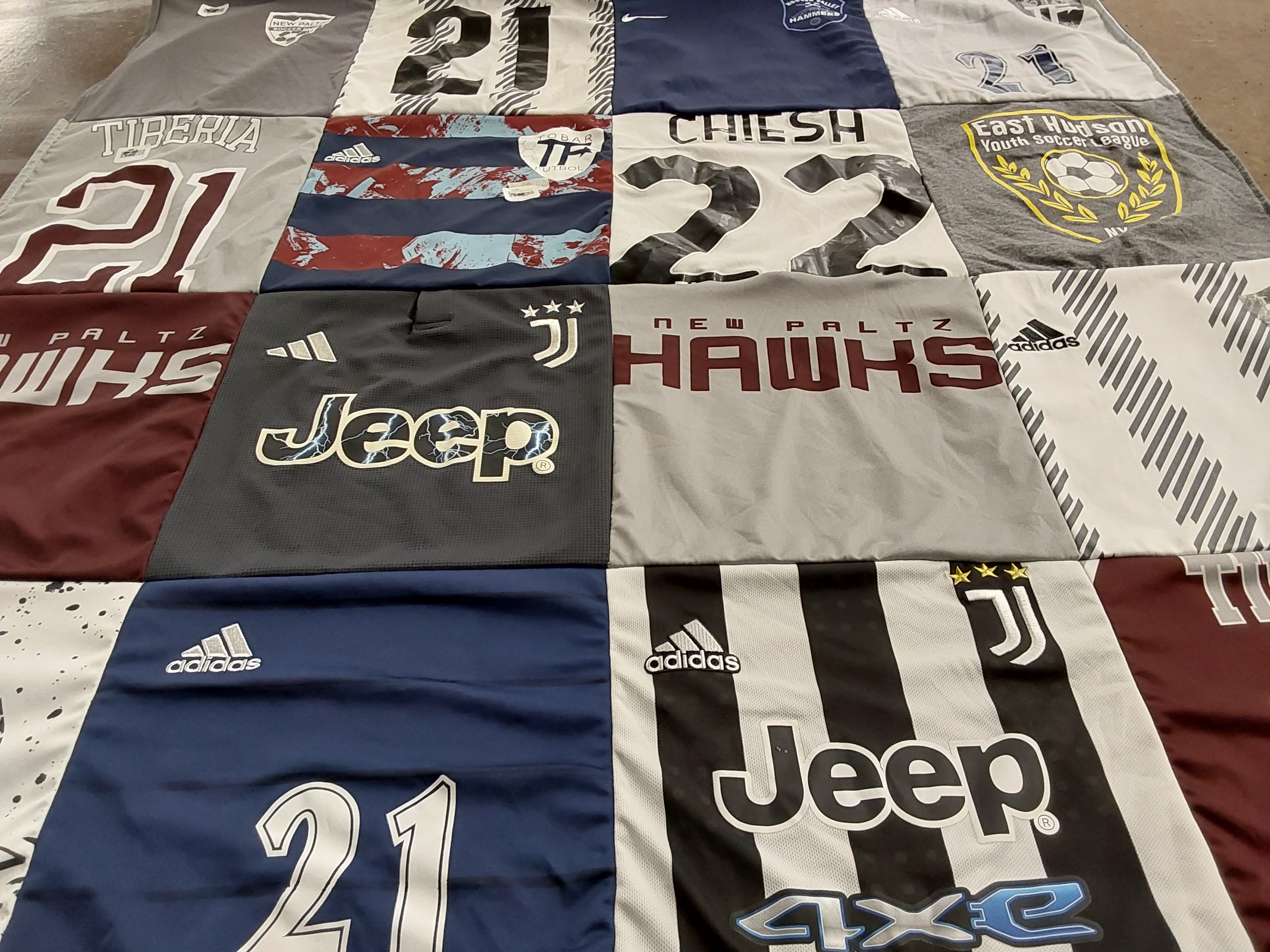 T-shirt quilt featuring new paltz hawks by Theresa from NY