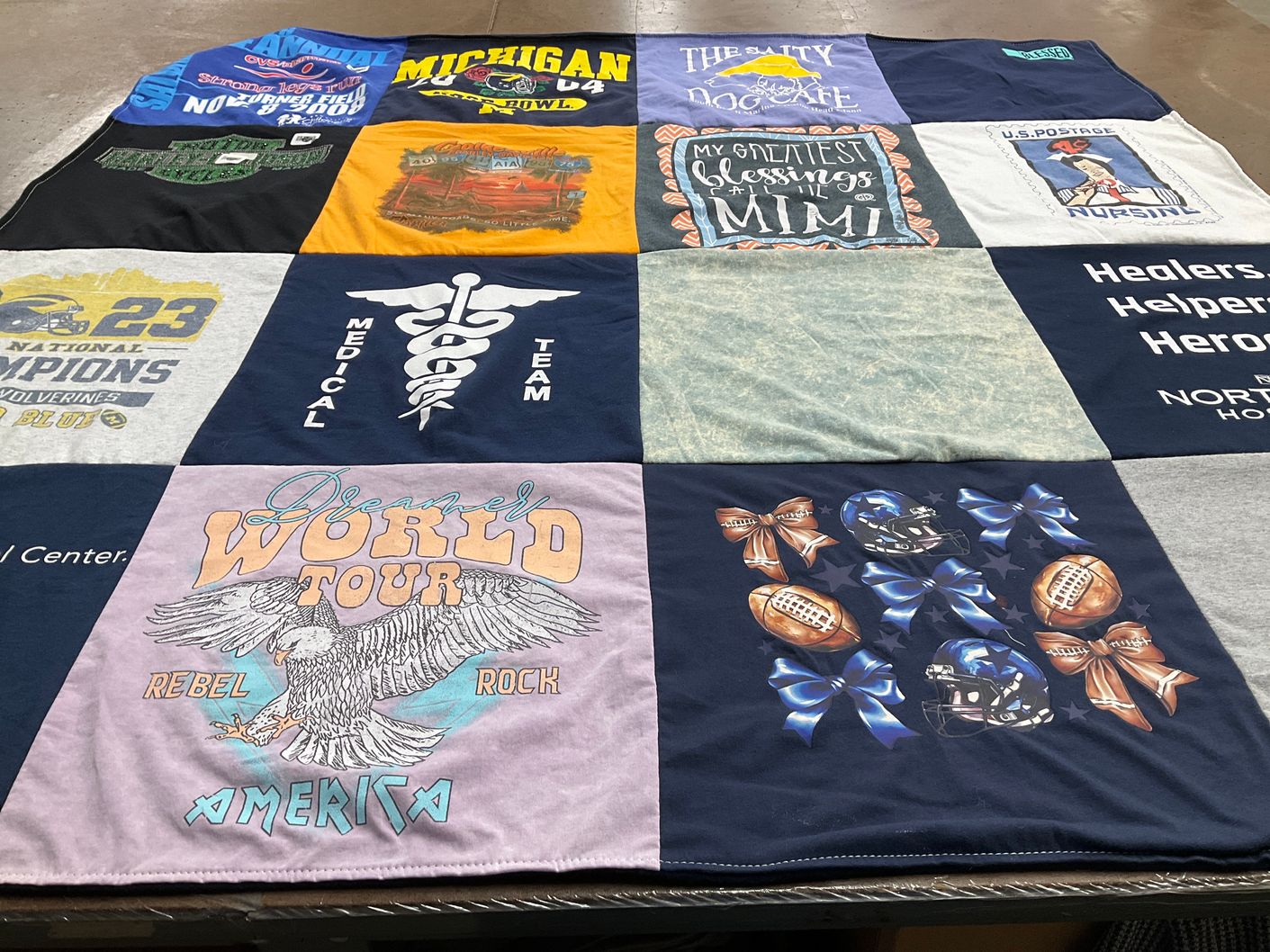 T-shirt quilt featuring university of michigan football by lynn from GA