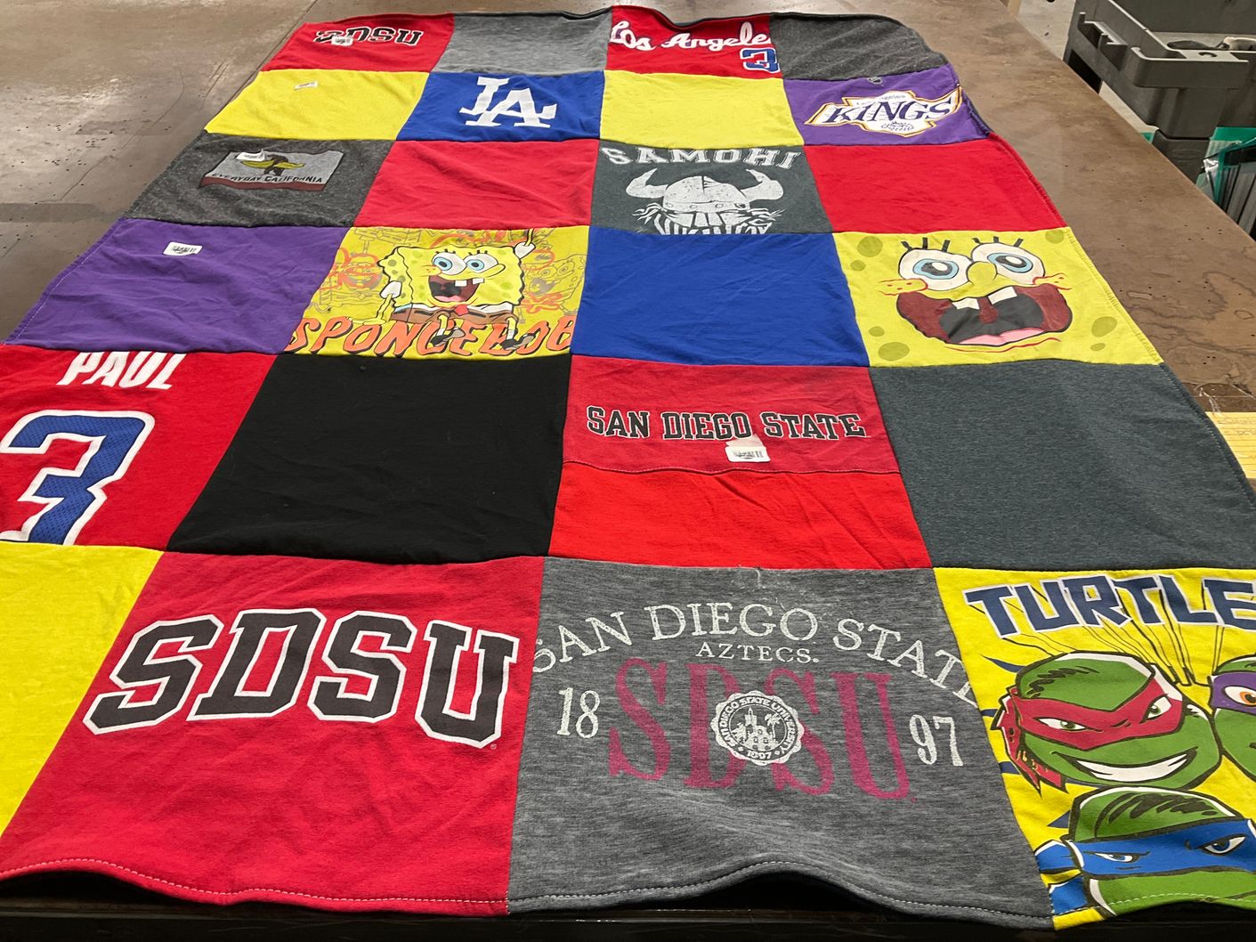 T-shirt quilt featuring san diego state university aztecs by Jennifer from CA