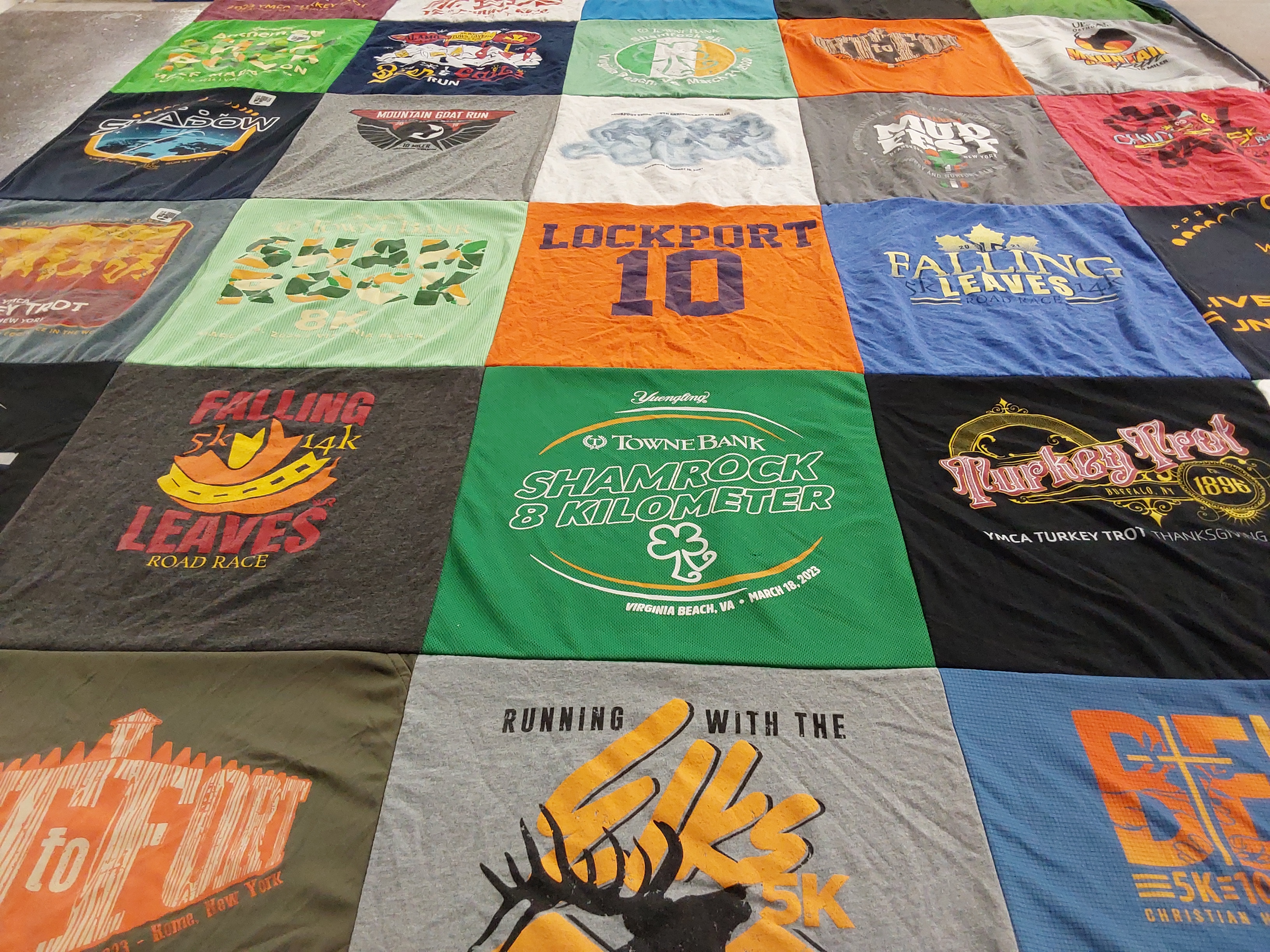 T-shirt quilt with running, road races themes by Kevin from NY