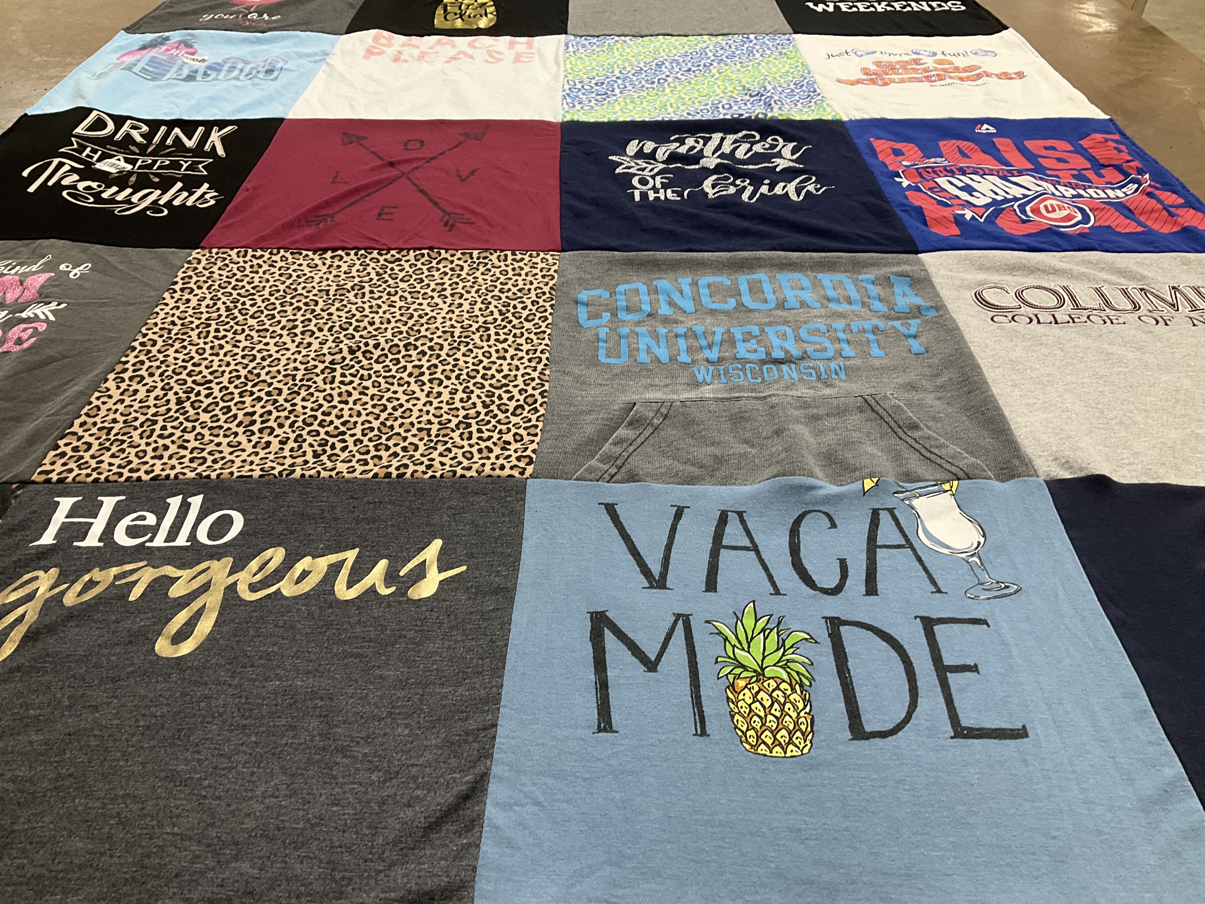T-shirt quilt from concordia university wisconsin, columbia college of missouri by Jean from IL