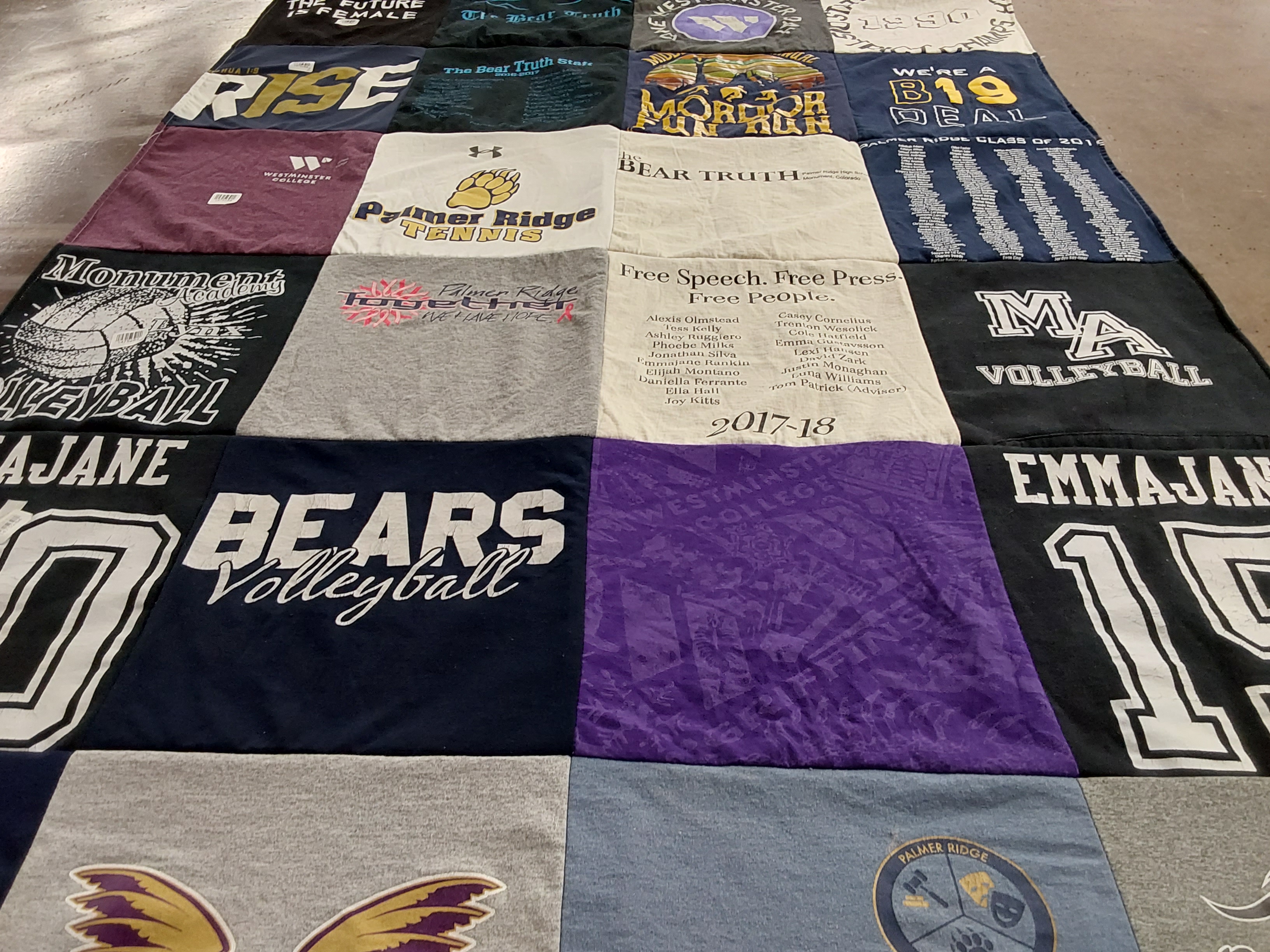 T-shirt quilt featuring ma volleyball, bears volleyball by Kelli from CO