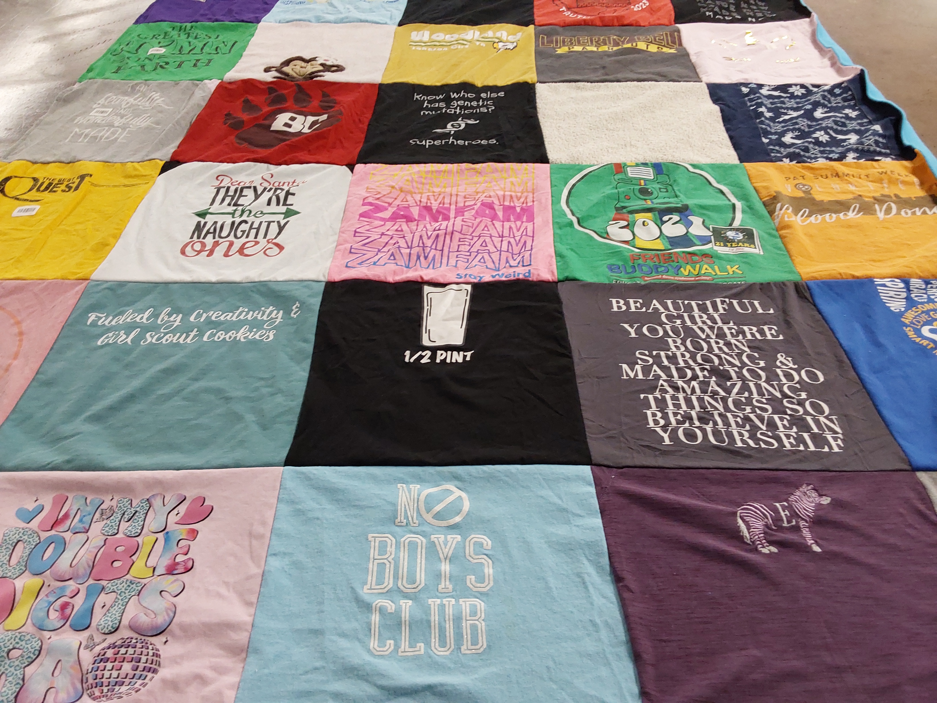 T-shirt quilt with girl scouts, creativity themes by Stacy from TN