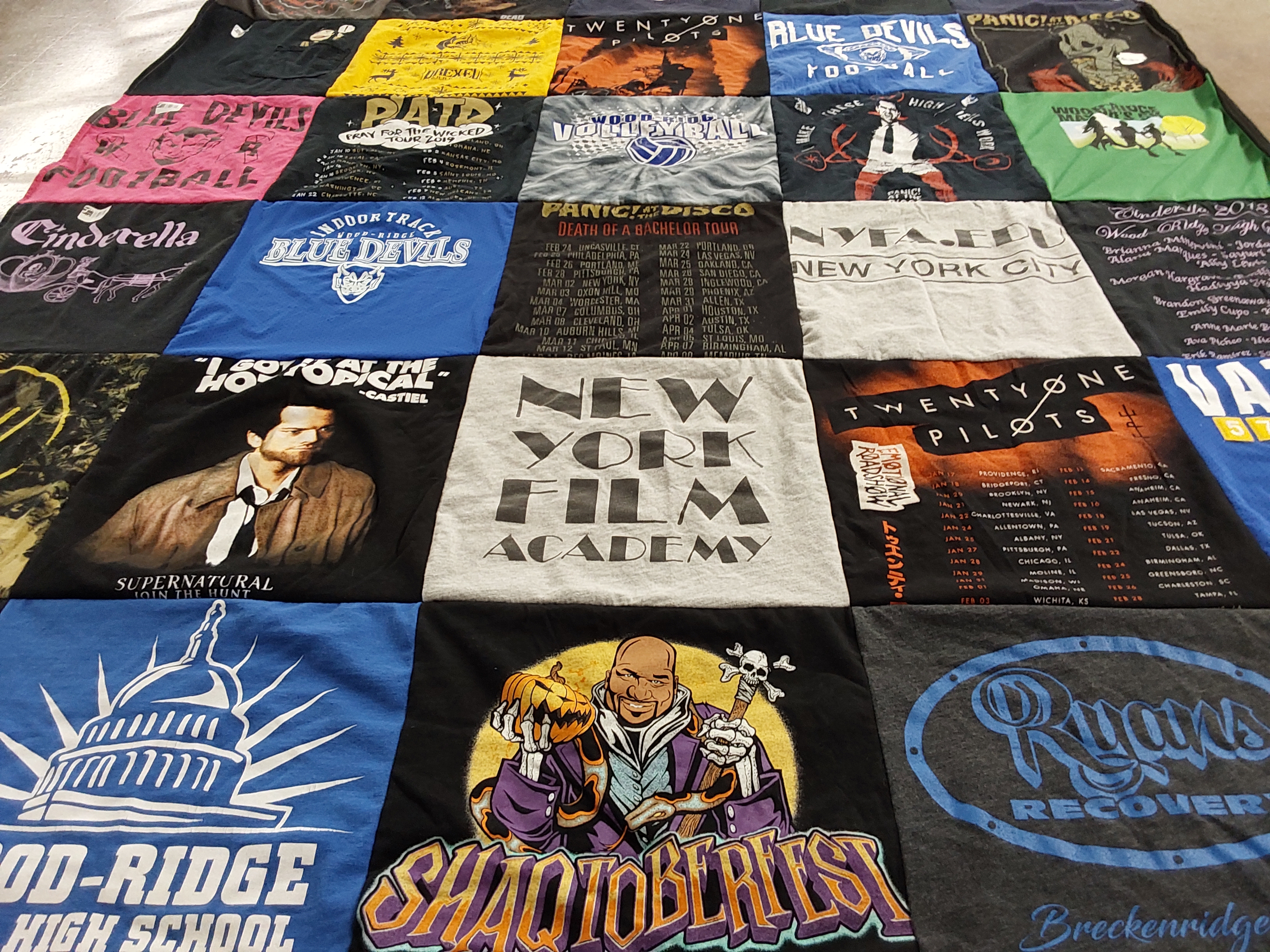 T-shirt quilt featuring blue devils football by Lauren from NJ