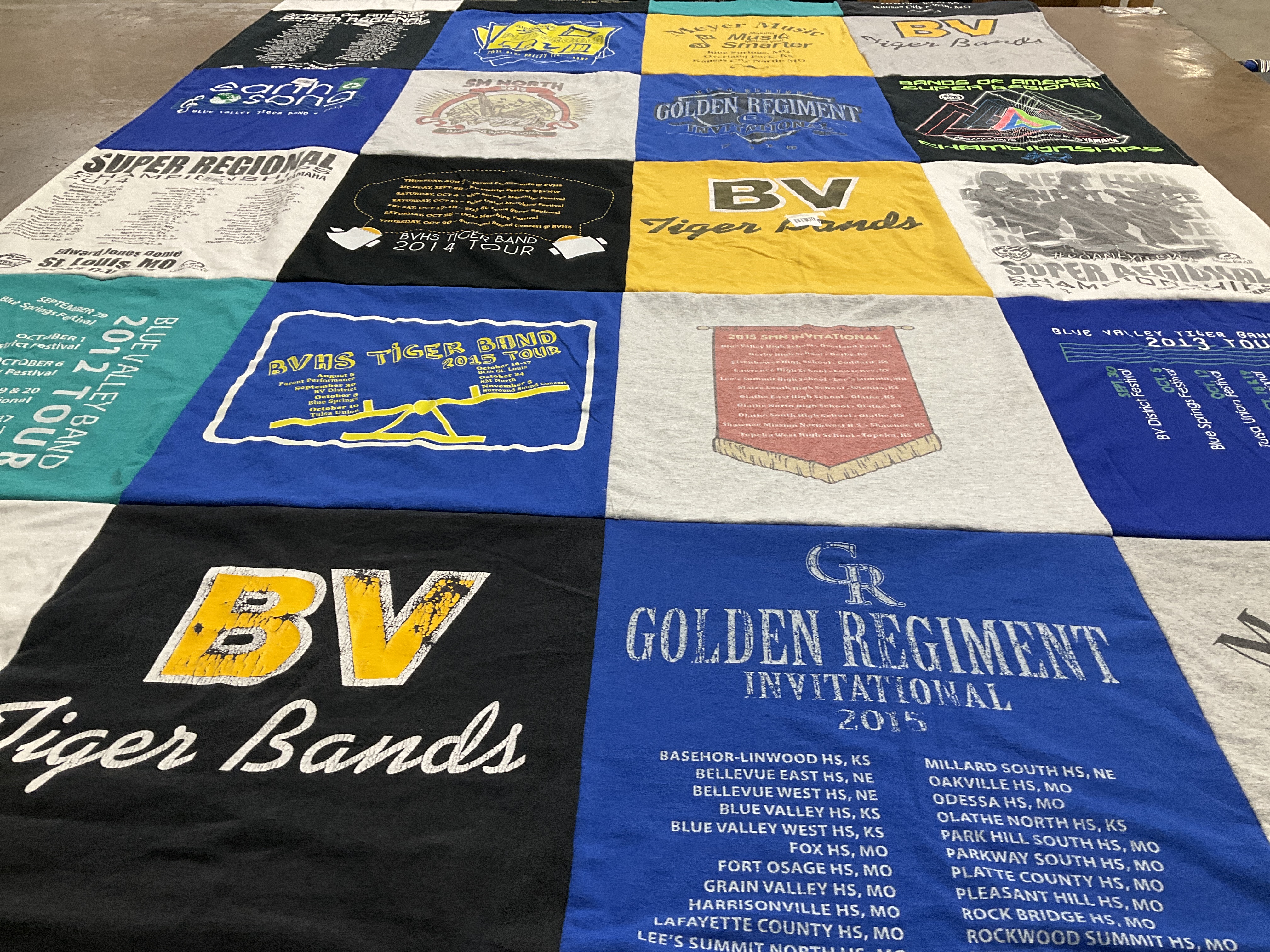 T-shirt quilt from blue valley high school, fort osage high school by Tamura from TN