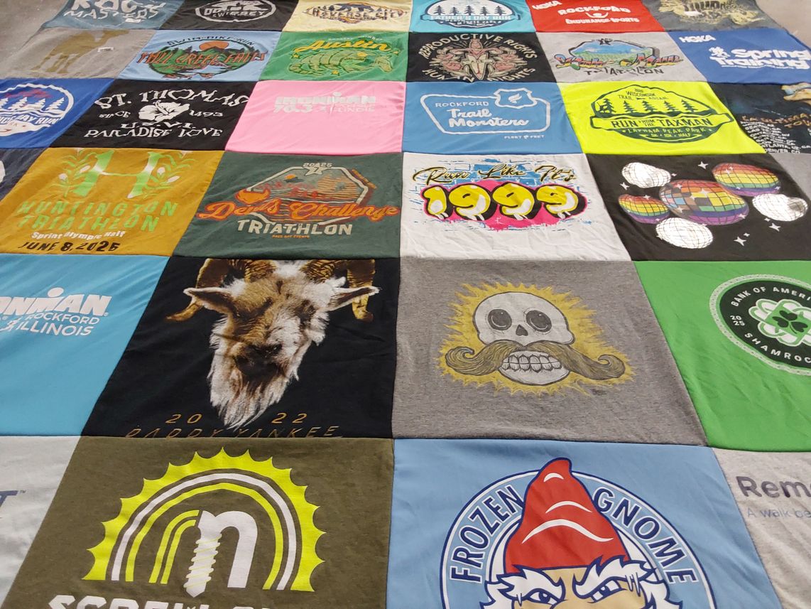 T-shirt quilt with running, triathlons themes by Amanda from IL