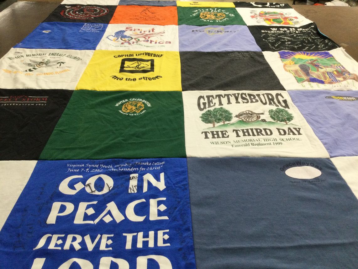 T-shirt quilt from capital university, wilson memorial high school by Donna from OH