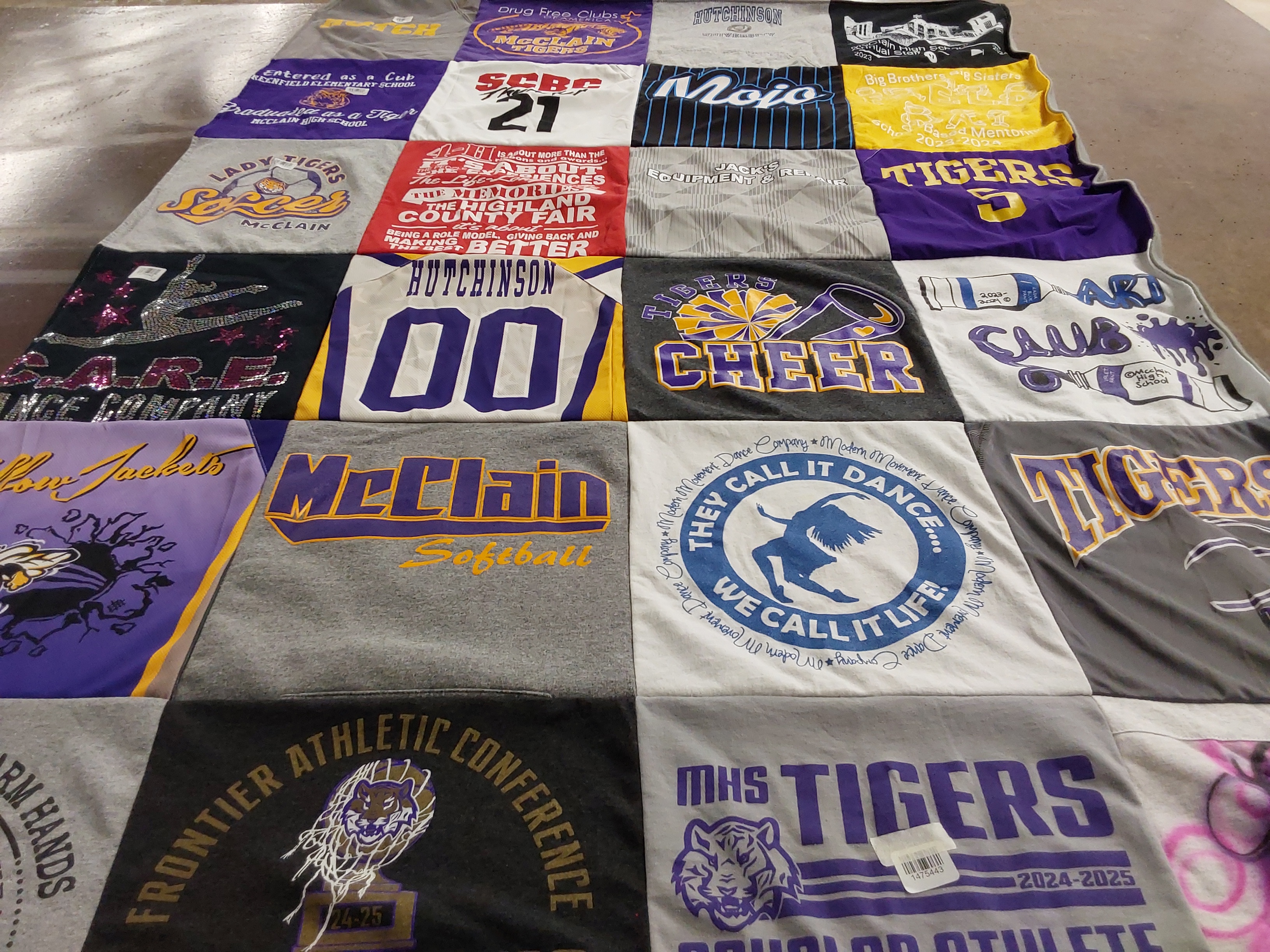 T-shirt quilt featuring mhs tigers by Kassie from OH