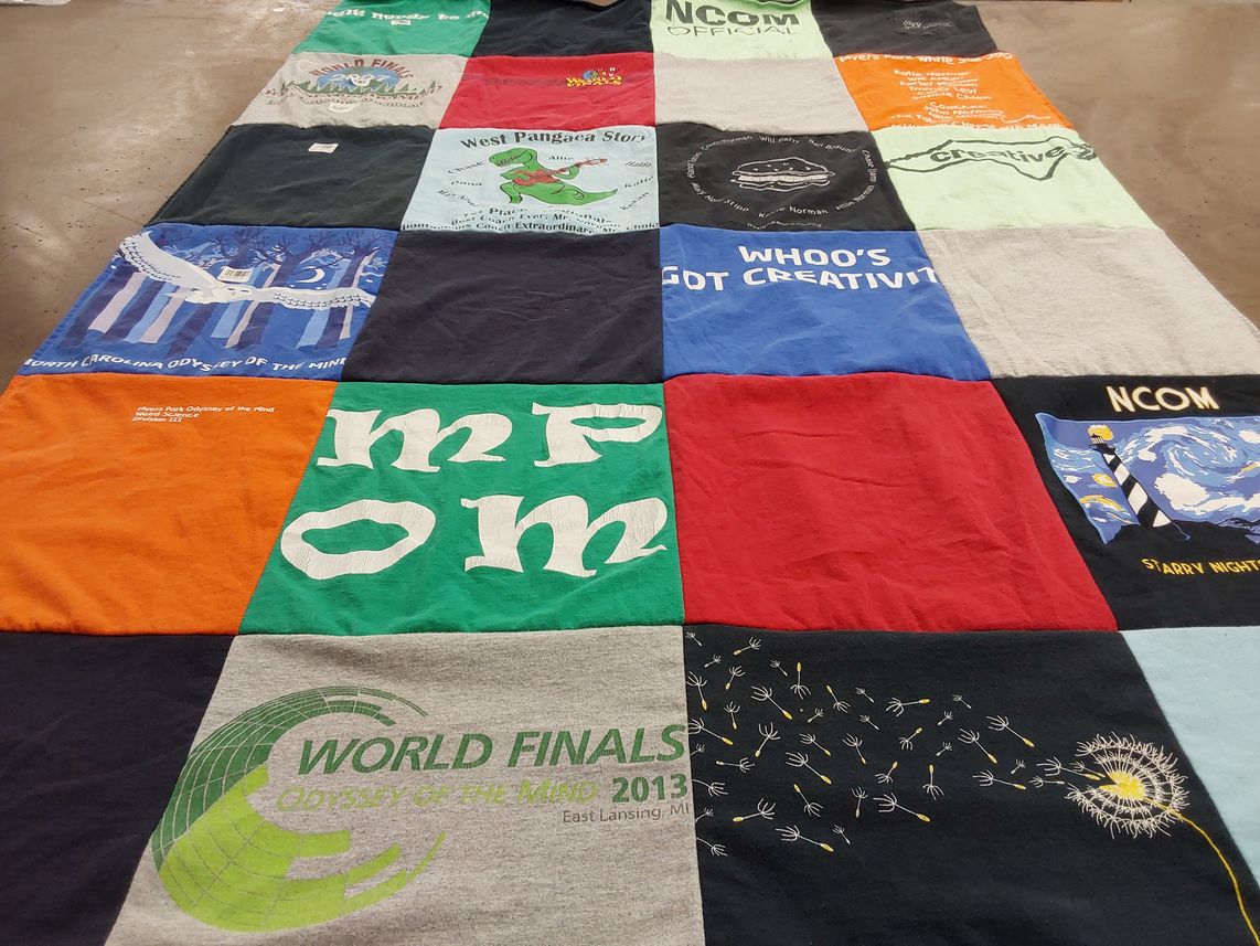T-shirt quilt with creativity, storytelling themes by Lucy from NC