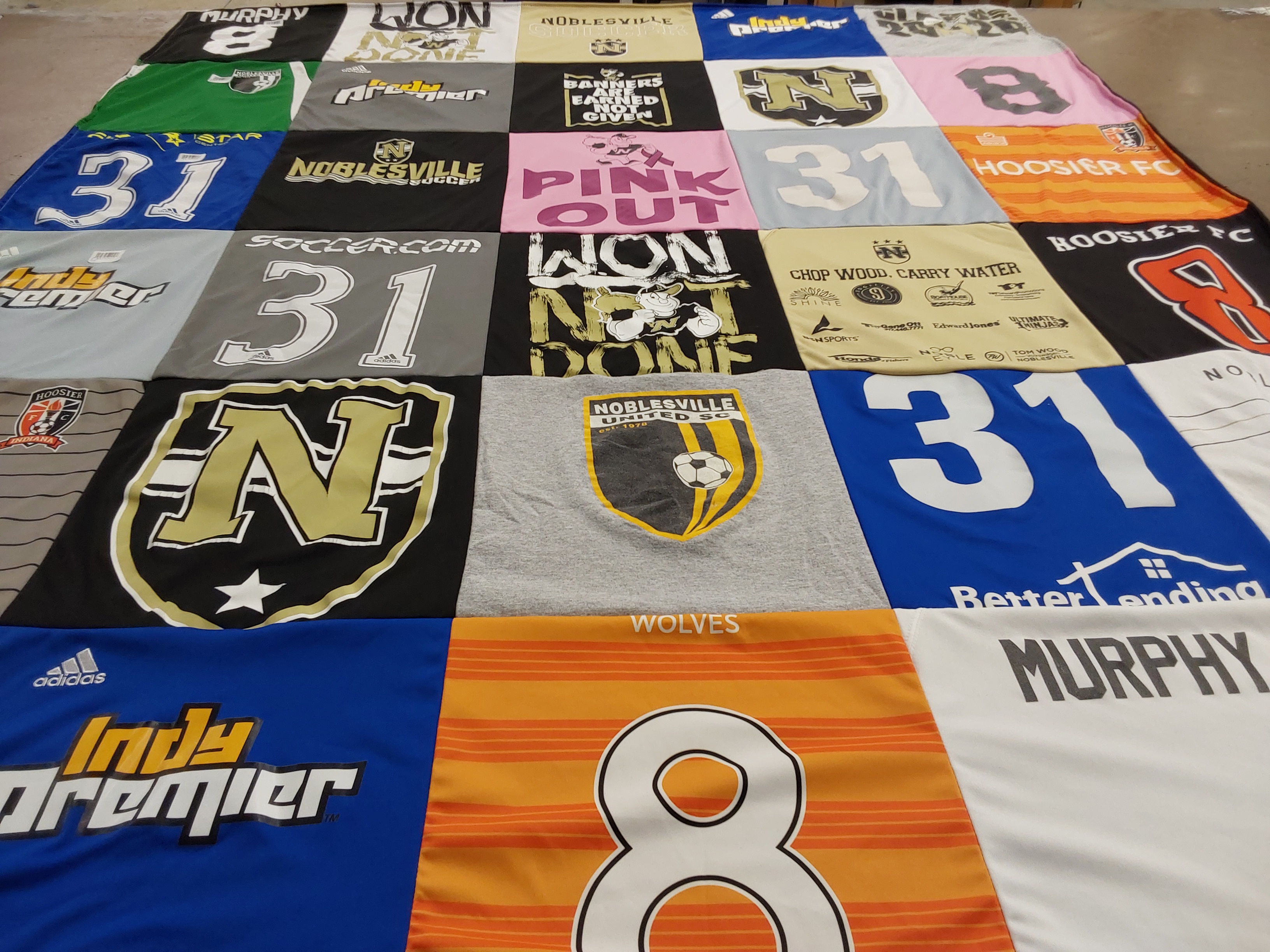 T-shirt quilt featuring noblesville united sc, hoosier fc by Kristin from IN