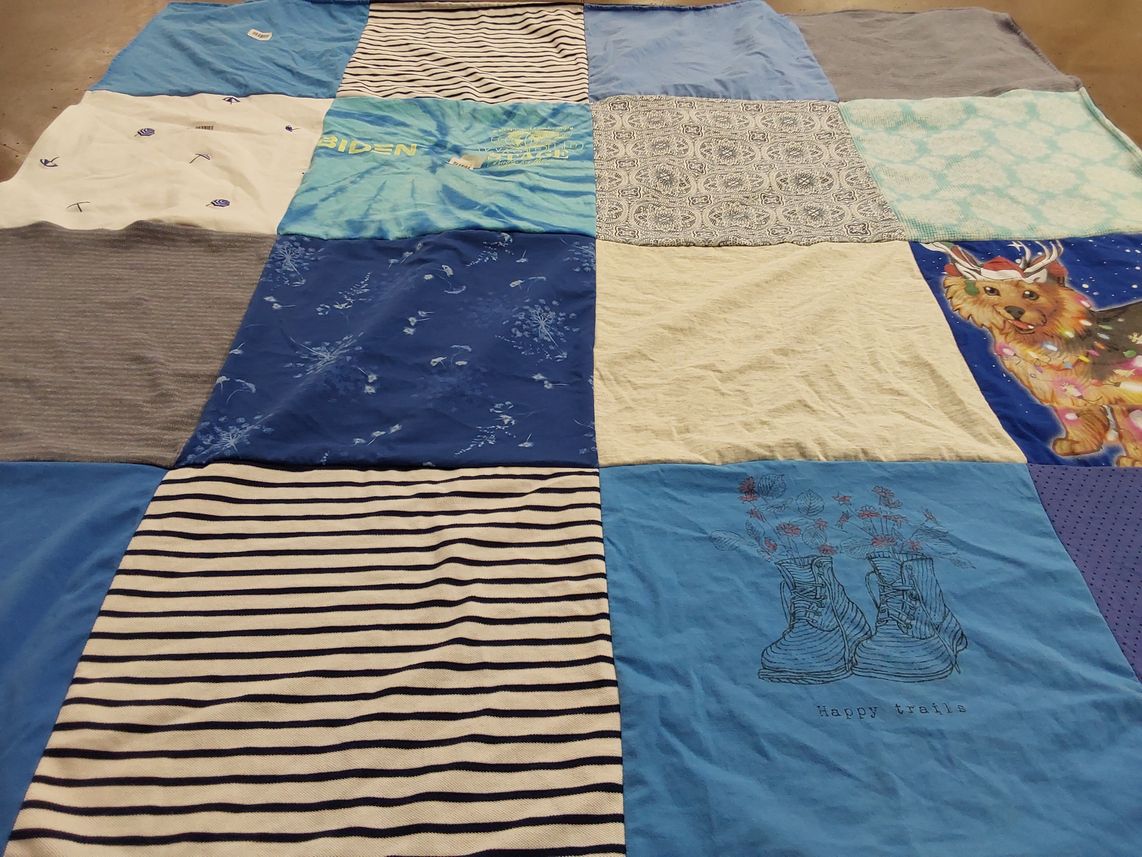 T-shirt quilt with politics, animals themes by Maureen from ME