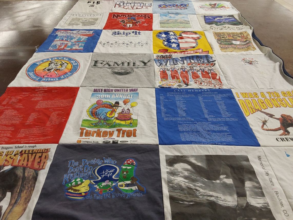T-shirt quilt from boulder high school by Barbara from CO