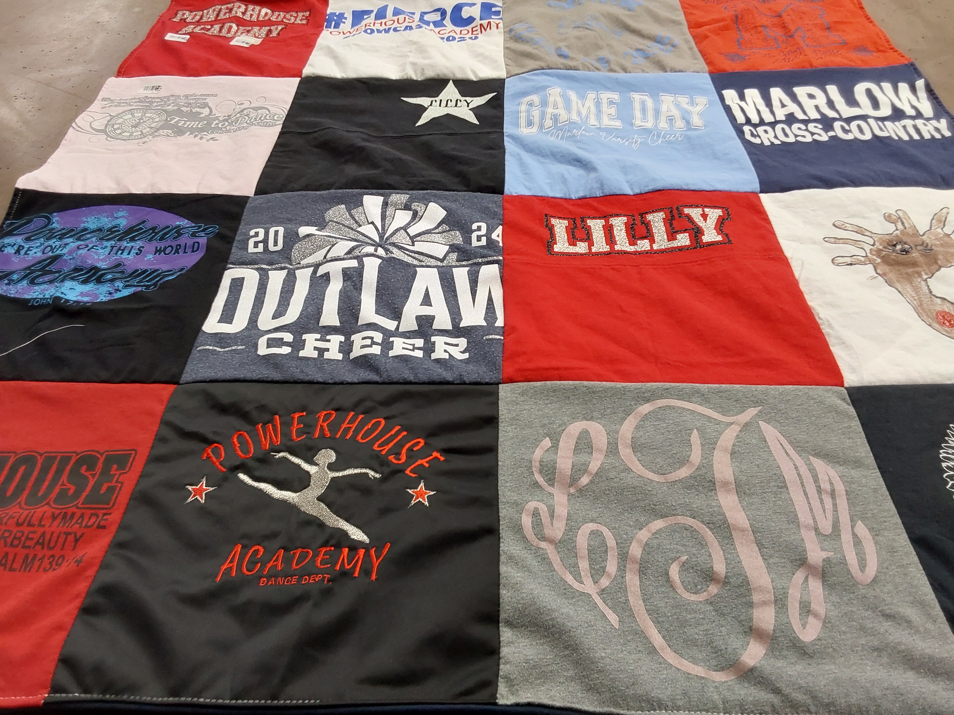 T-shirt quilt from marlow high school by Kenna from OK