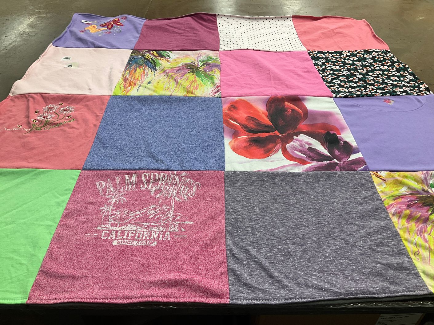 T-shirt quilt with travel, florals themes by Jessi from FL