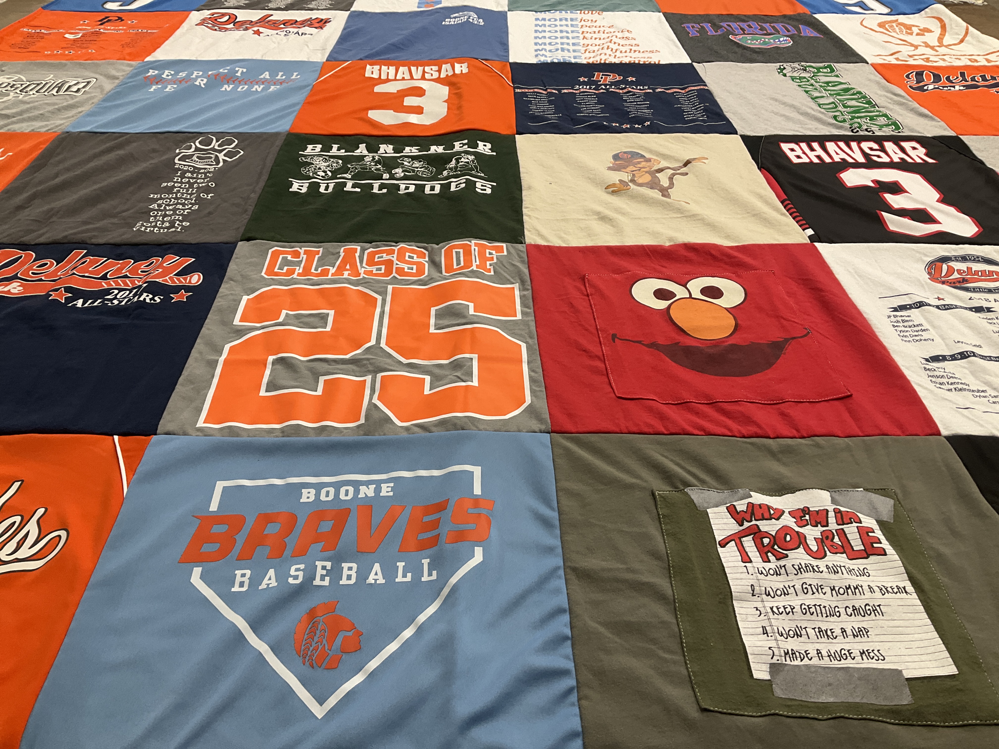 T-shirt quilt featuring boone braves baseball, blankner bulldogs by Amy from FL