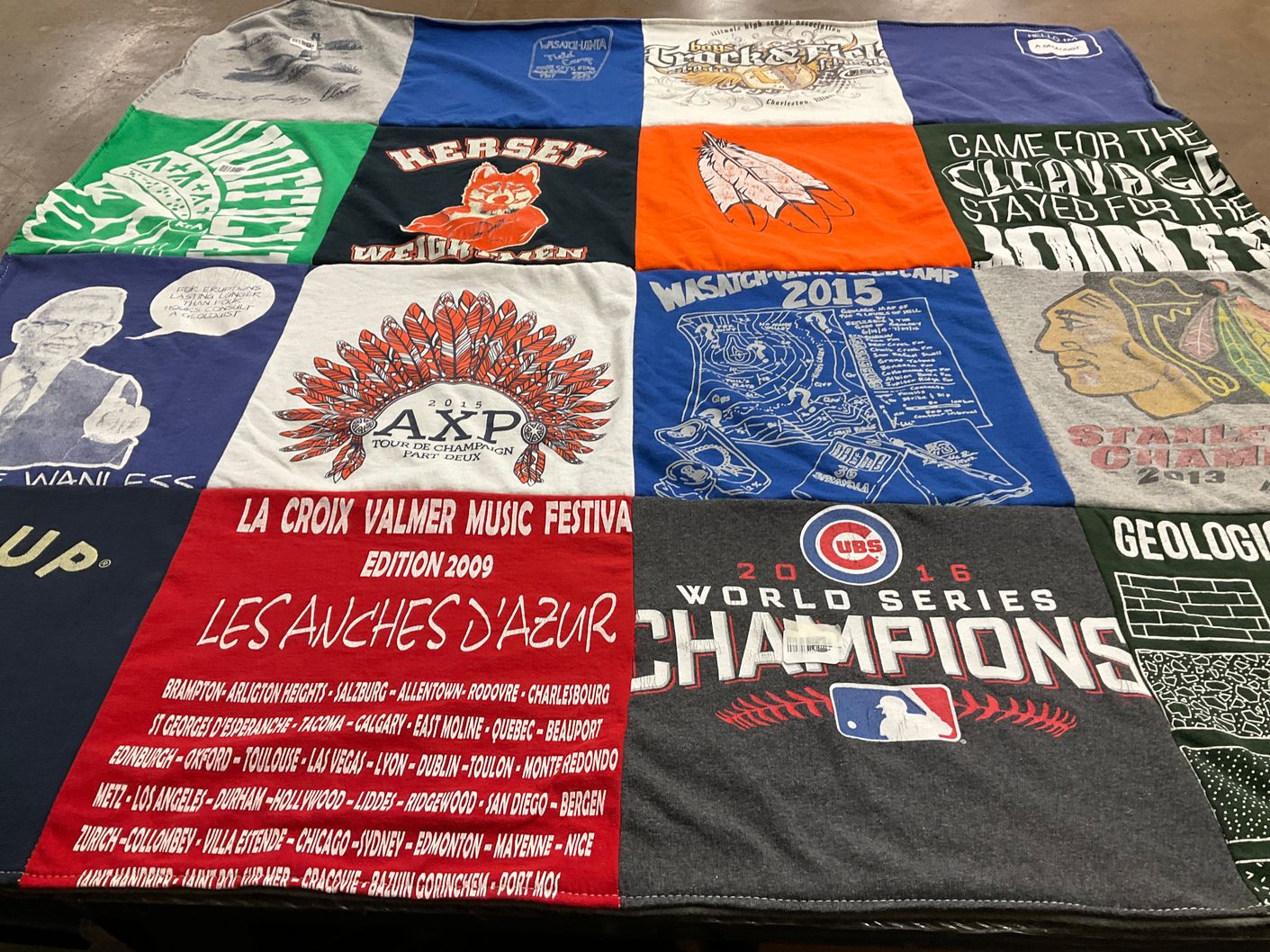 T-shirt quilt featuring chicago cubs by juanita from IL