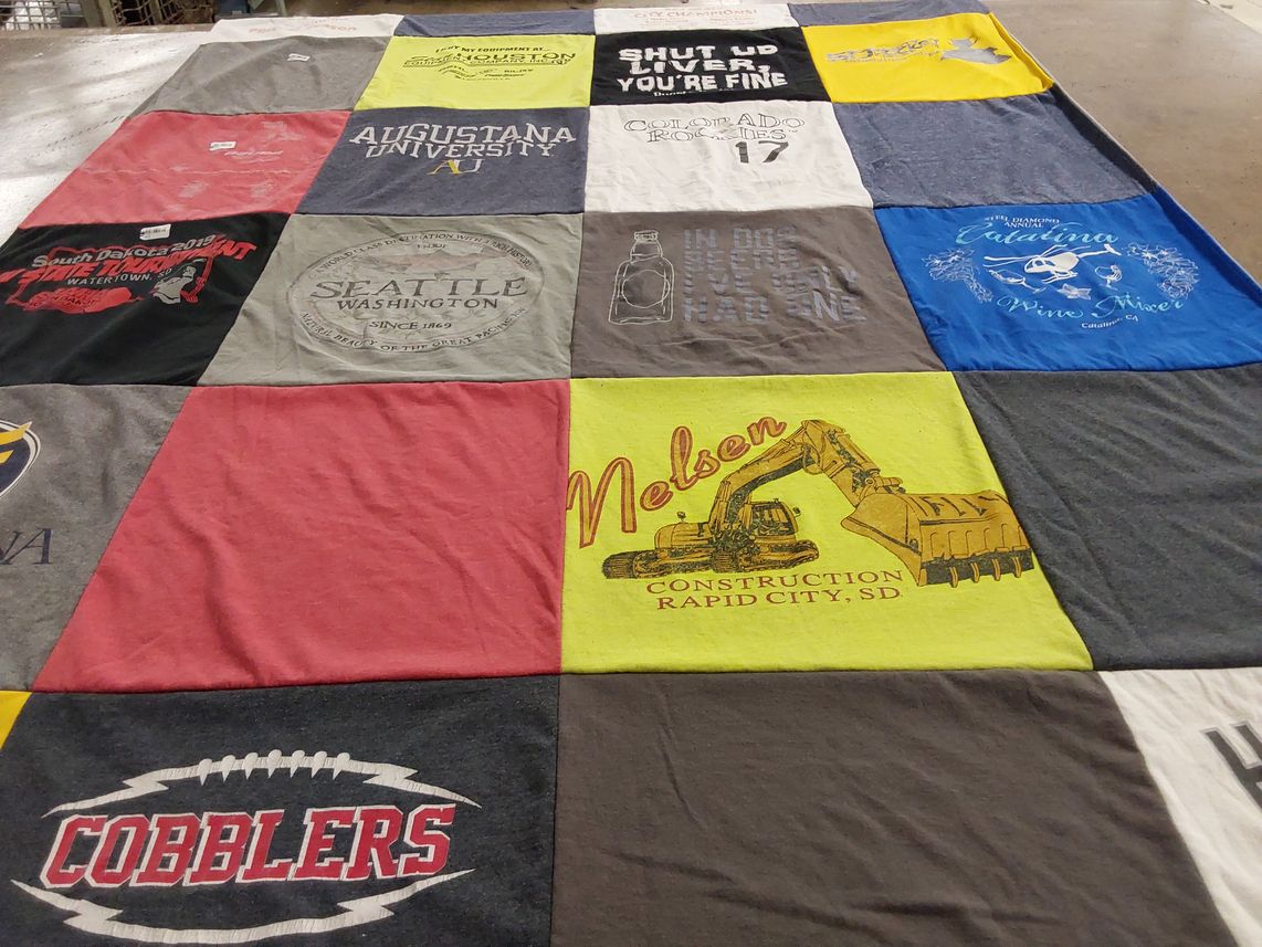 T-shirt quilt featuring cobblers by Tanya from SD
