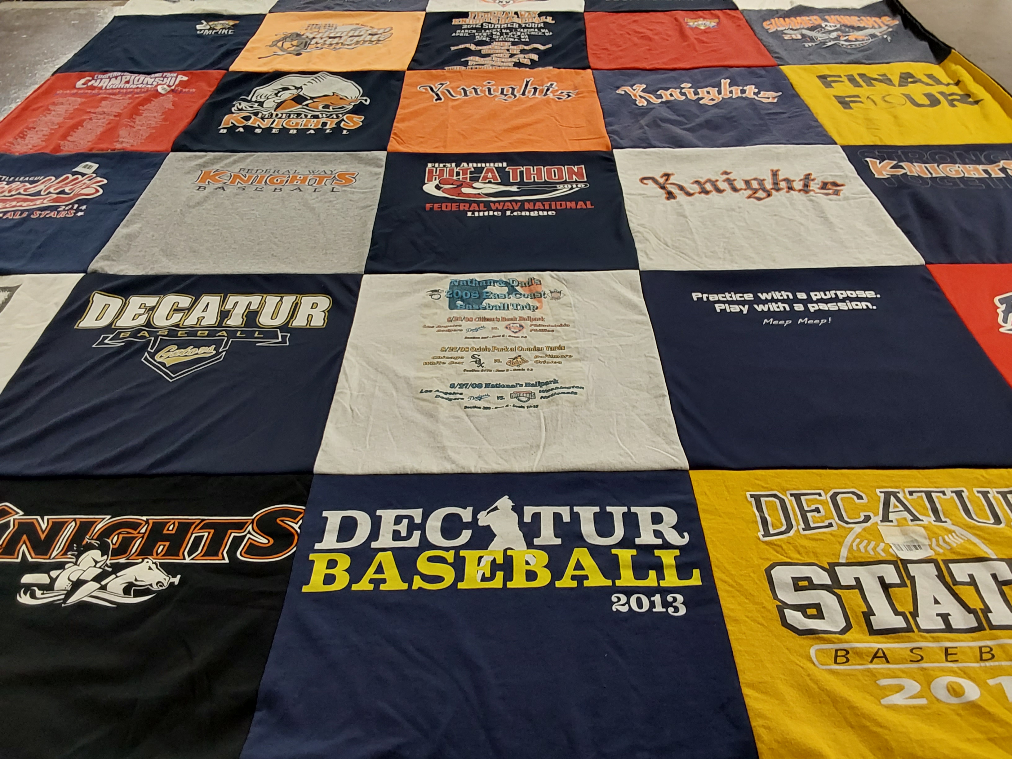 T-shirt quilt featuring decatur baseball by Amy from WA