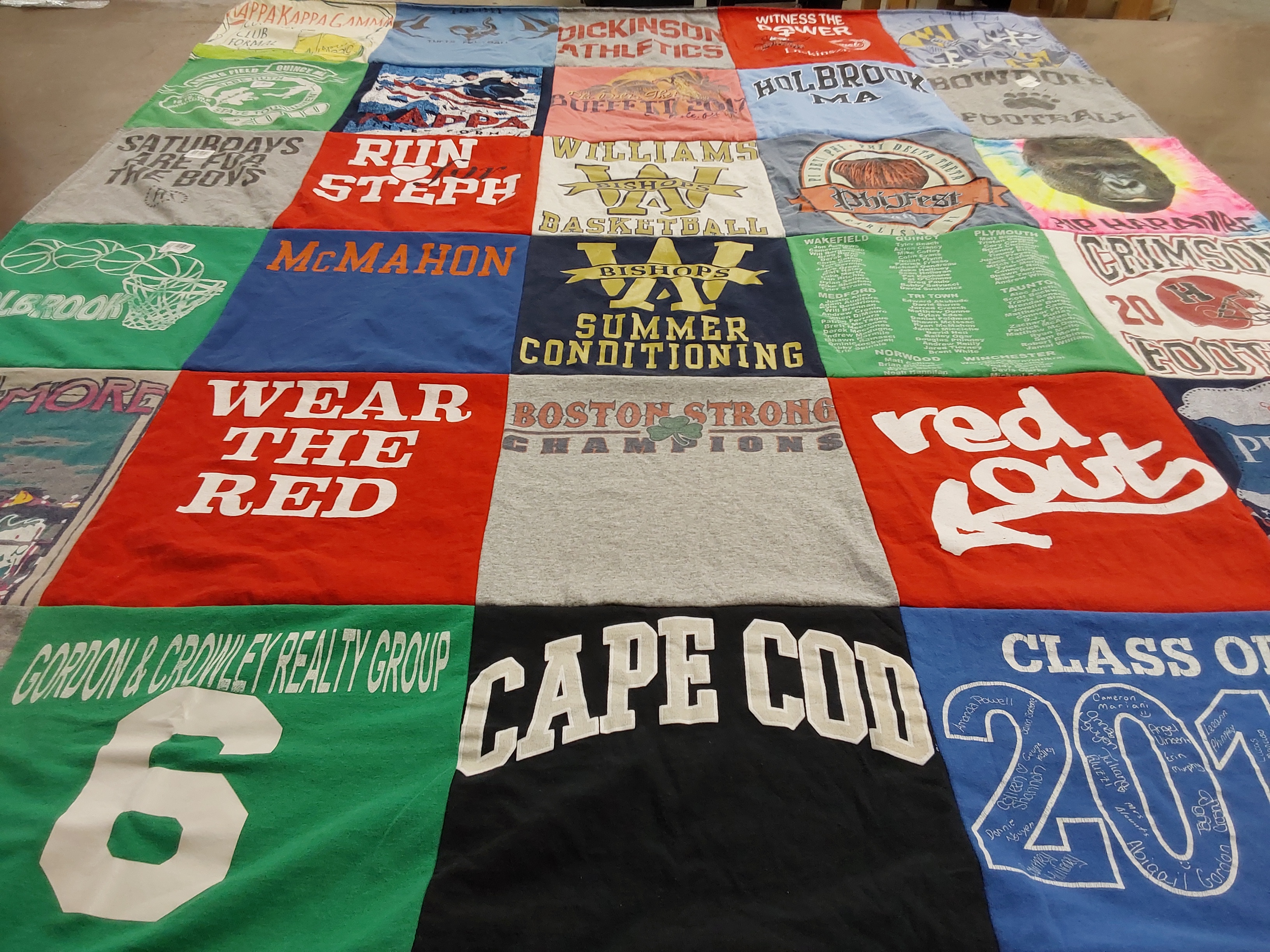 T-shirt quilt from williams college, holbrook high school by Michelle from MA
