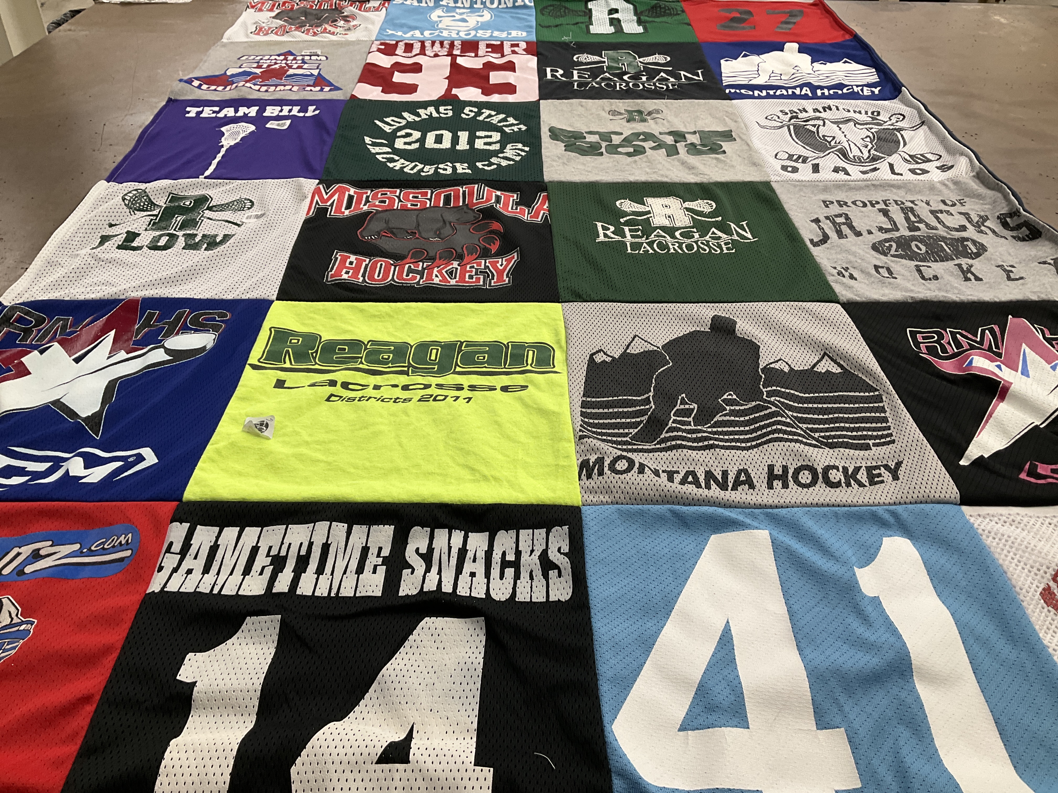 T-shirt quilt featuring missoula hockey, montana hockey by Julie from TX
