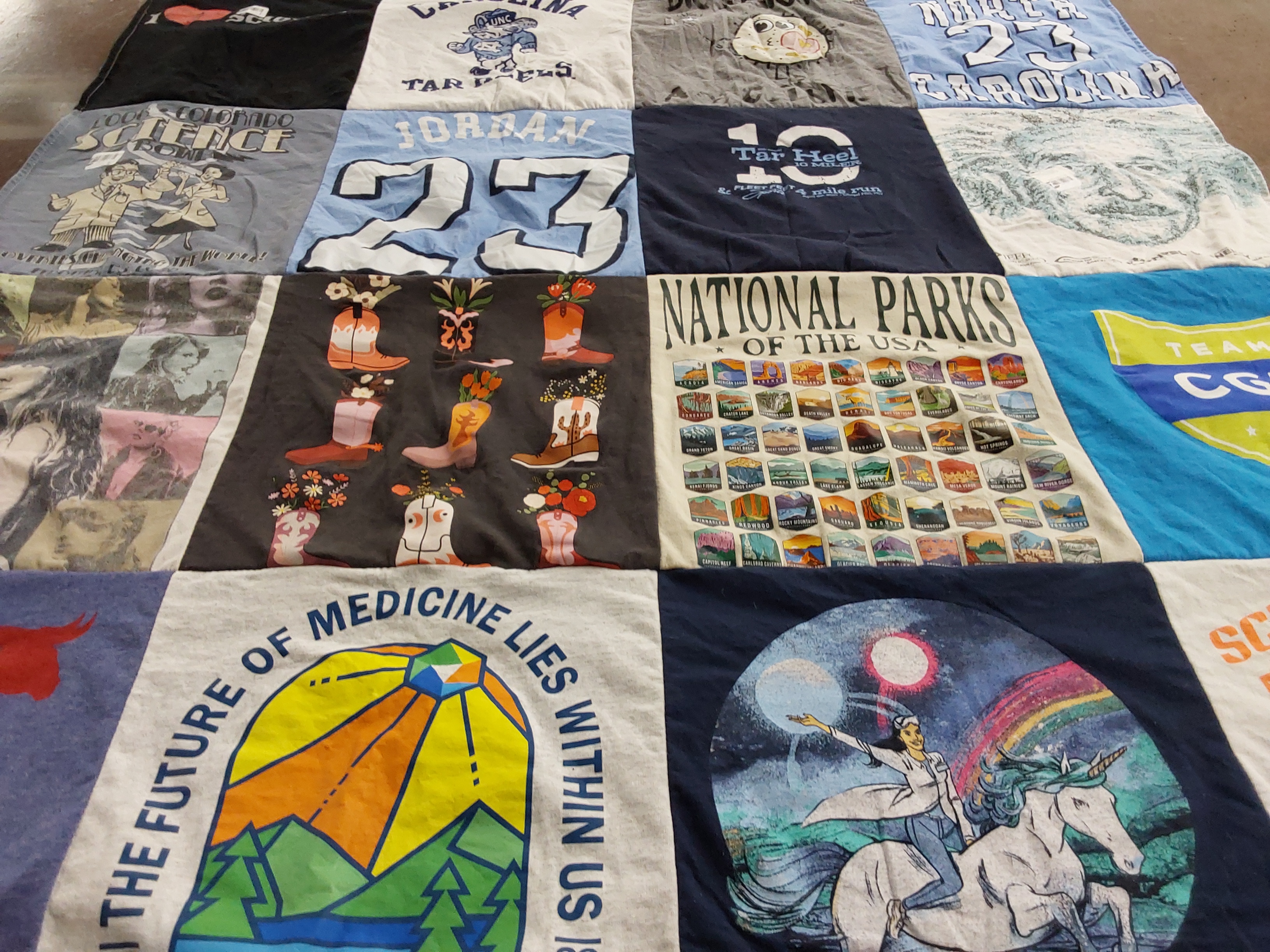 T-shirt quilt featuring university of north carolina tar heels by Sravya from MA
