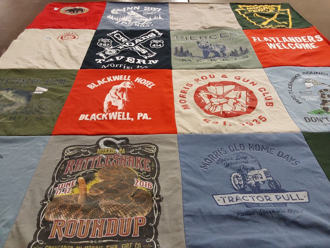 T-shirt quilt with hunting, outdoors themes by Brittany from PA