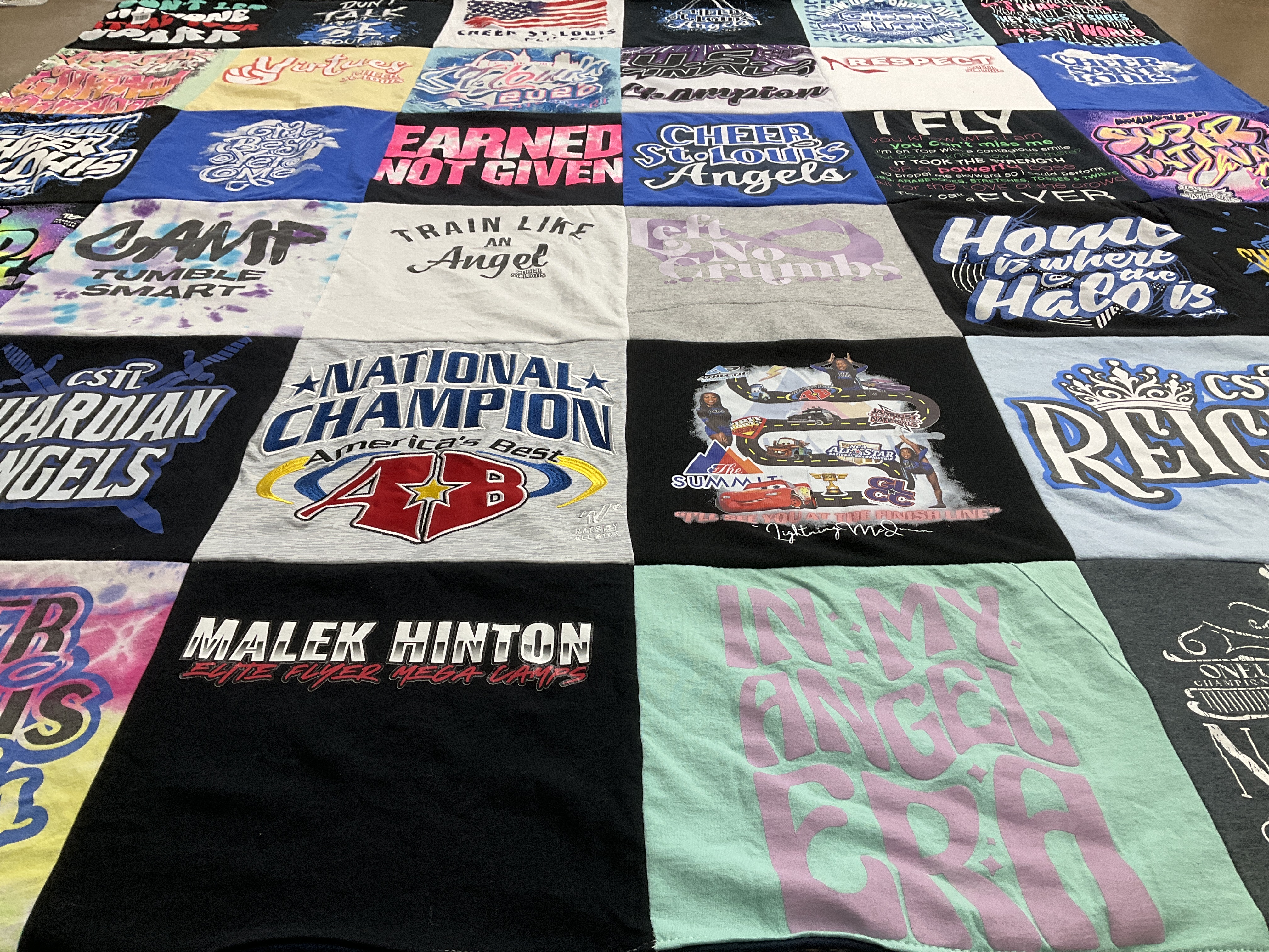 T-shirt quilt featuring guardian angels, national champion by Krystle from MO