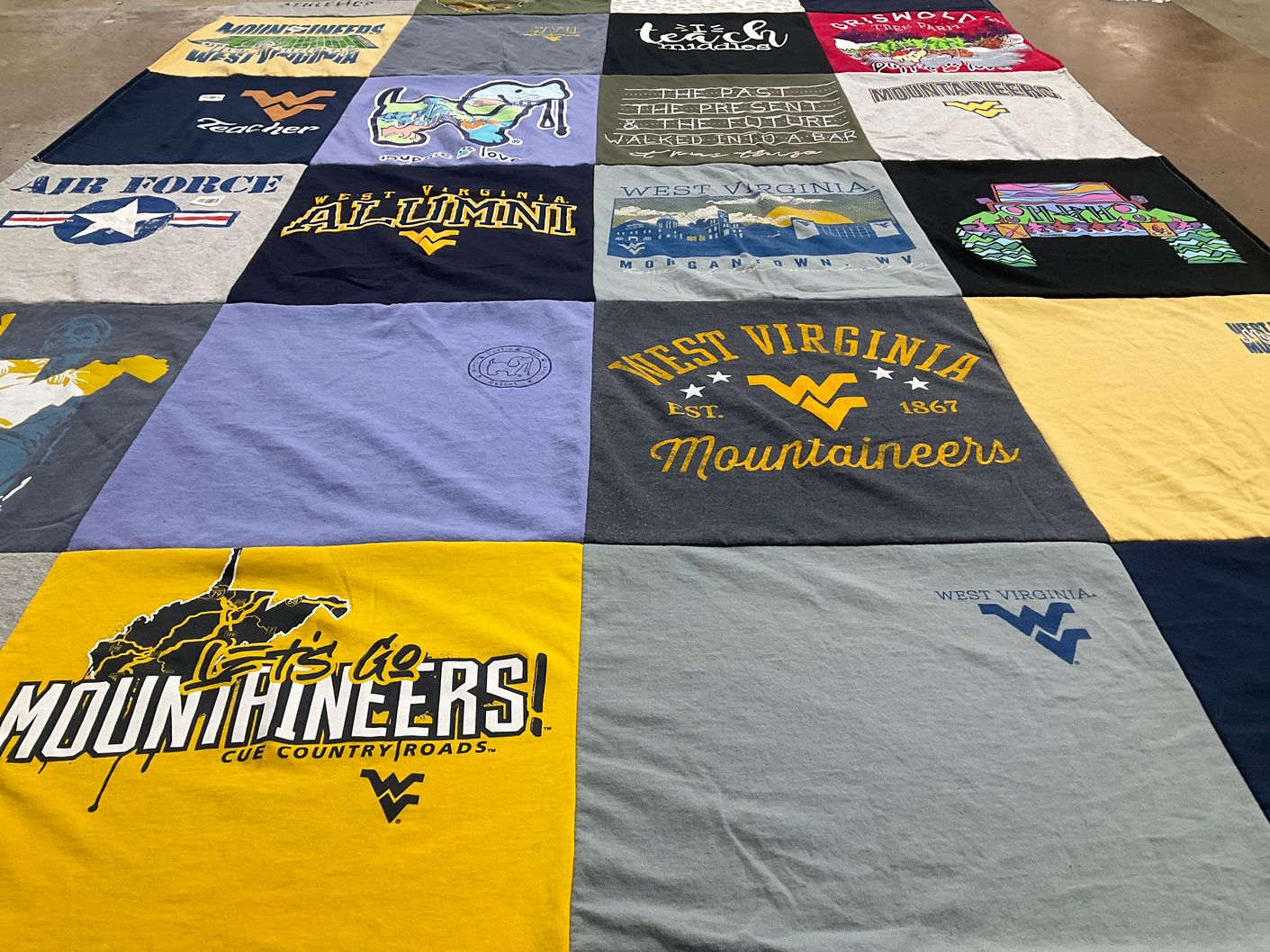 T-shirt quilt featuring west virginia mountaineers by Catherine from WV