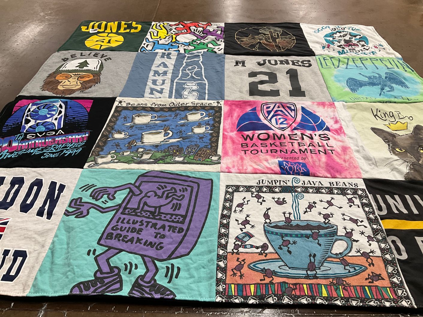 T-shirt quilt from university by Jordan from CA