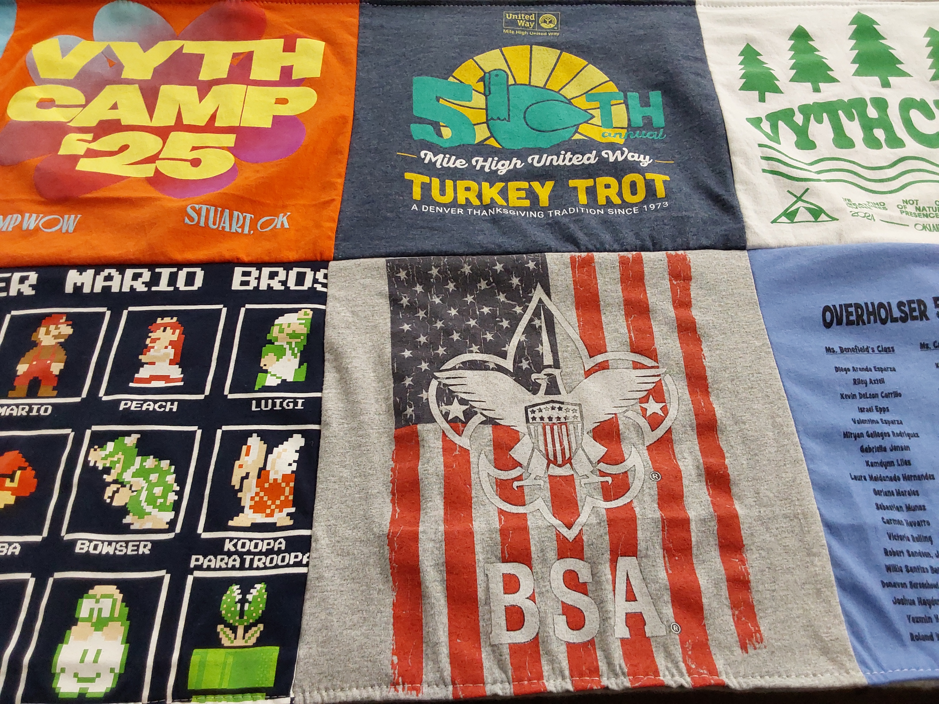 T-shirt quilt from overholser elementary school by Linda from OK