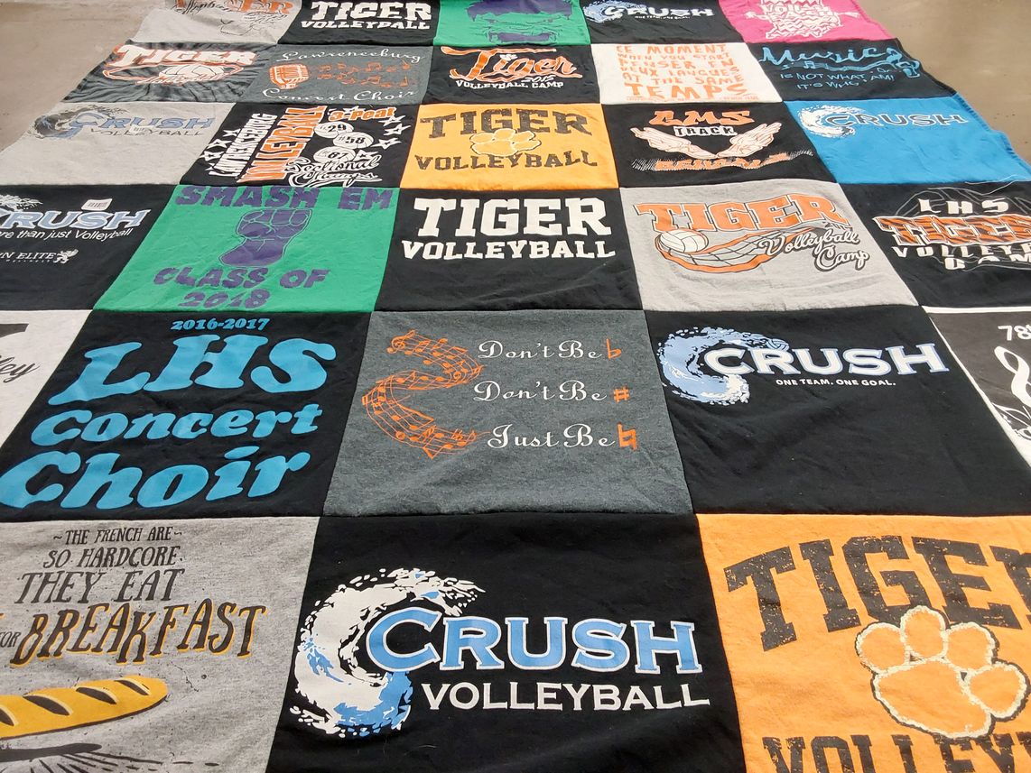 T-shirt quilt featuring tiger volleyball by Cheryl from IN