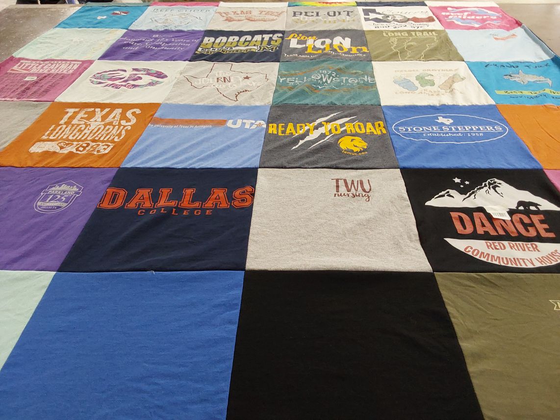T-shirt quilt from dallas college, texas university of arlington by Janice from OR