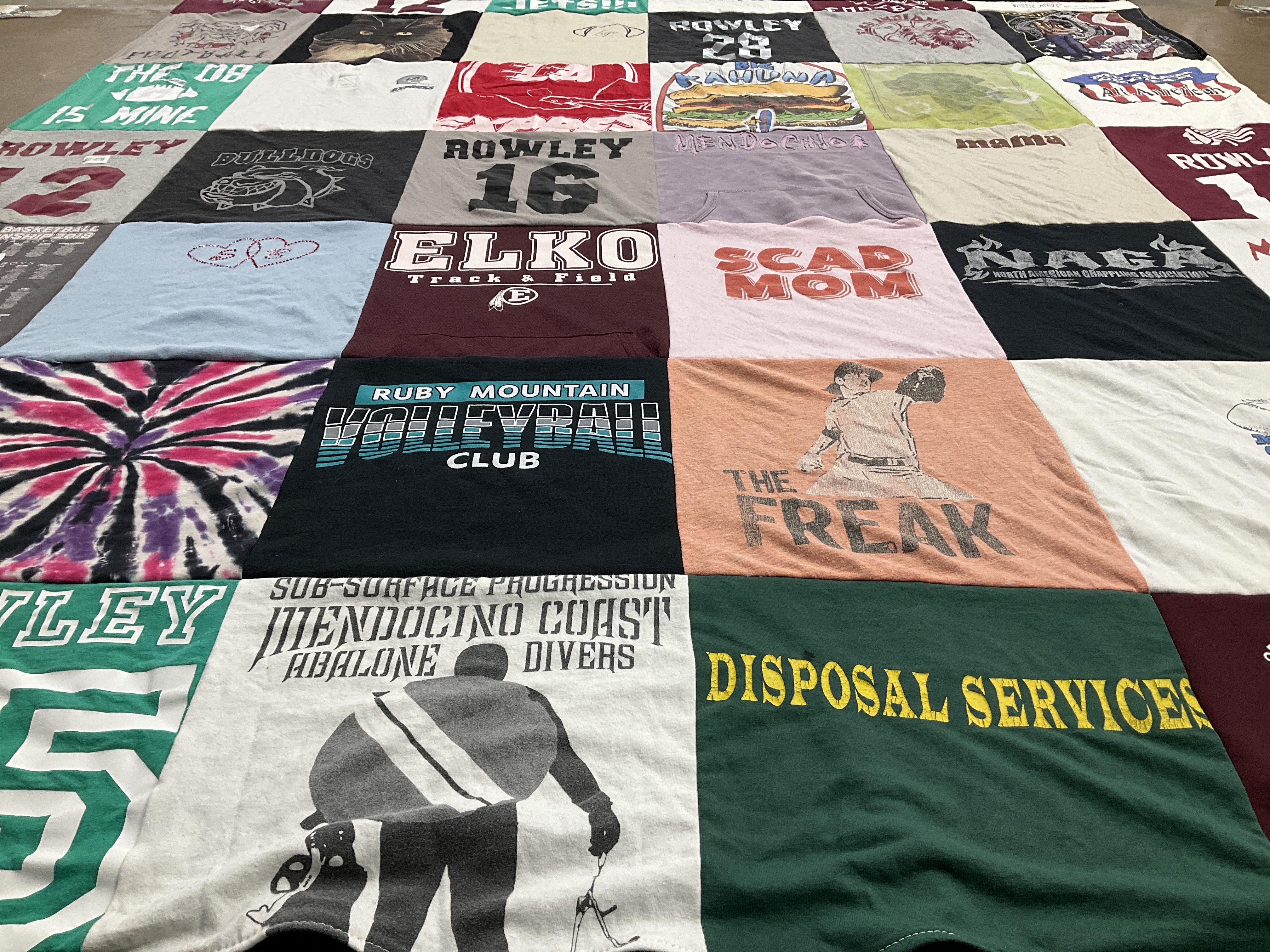 T-shirt quilt featuring mendocino college abalone divers by Brandy from NV